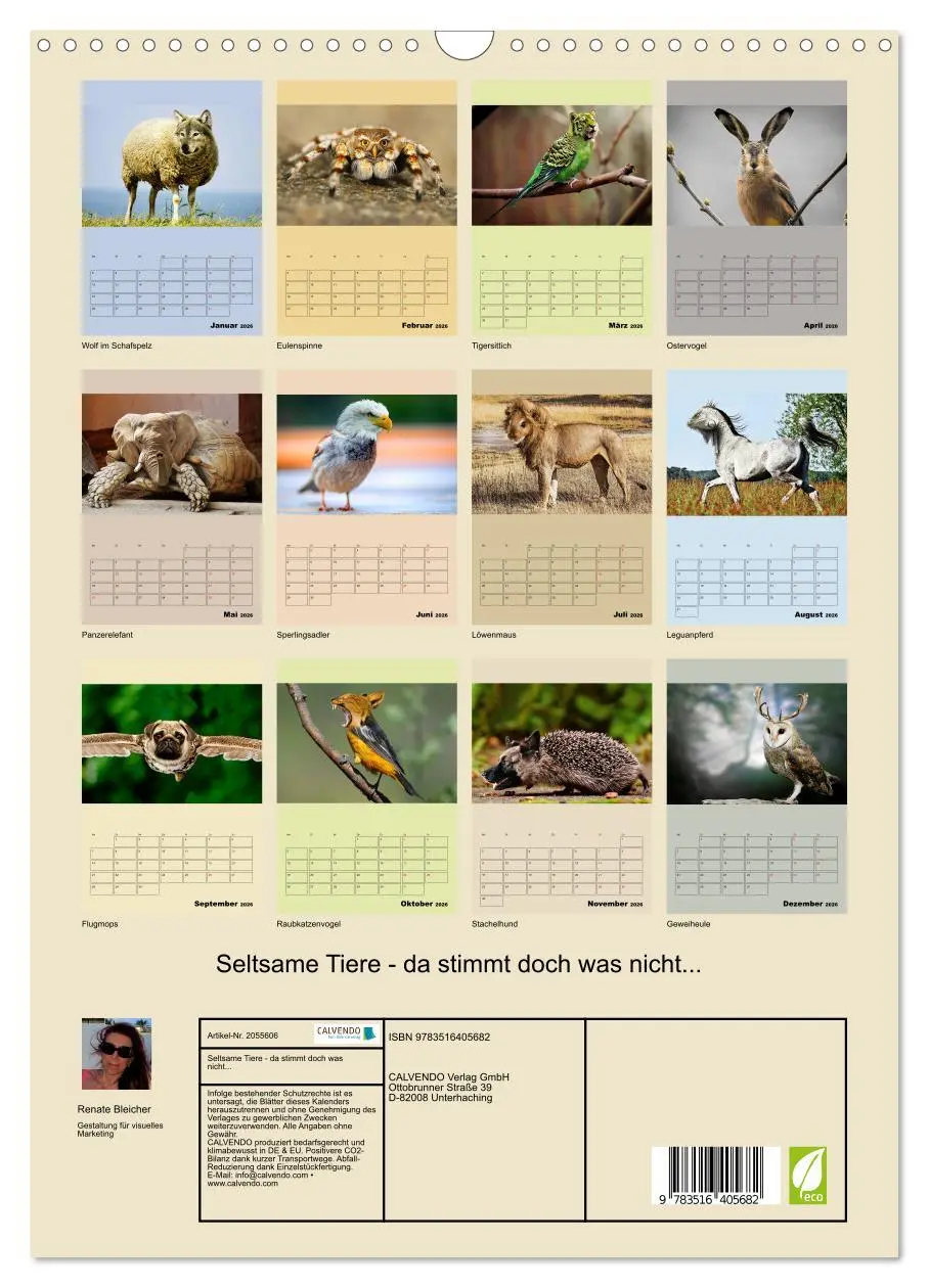 Bild: 9783516405682 | Seltsame Tiere - da stimmt doch was nicht... (Wandkalender 2026 DIN...