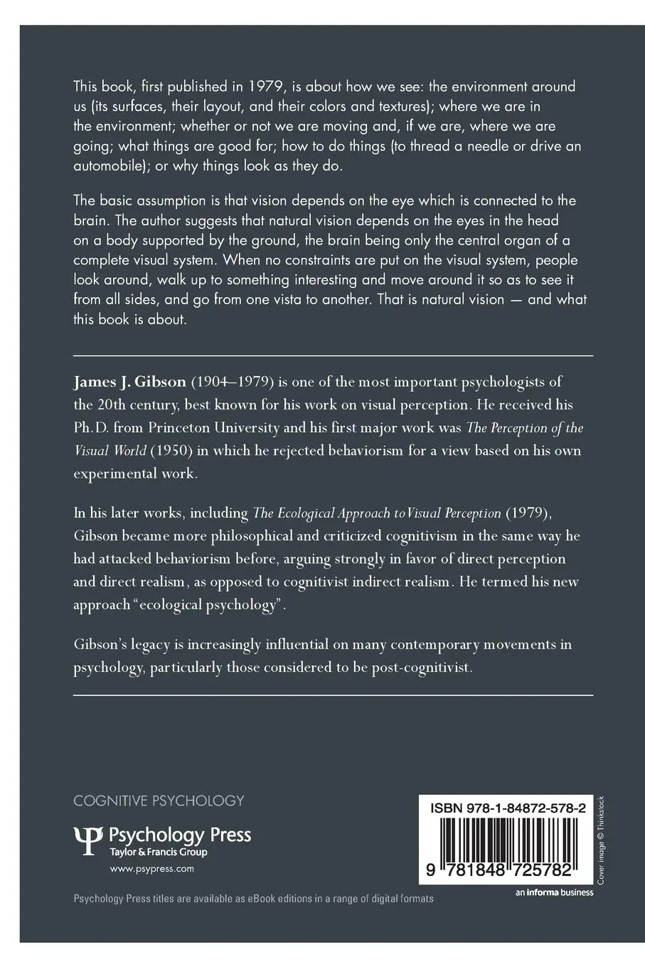 Rückseite: 9781848725782 | The Ecological Approach to Visual Perception | Classic Edition | Buch