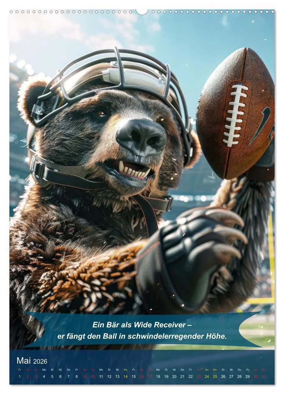 Bild: 9783516255782 | American Football mit tierischem Humor (Wandkalender 2026 DIN A2...