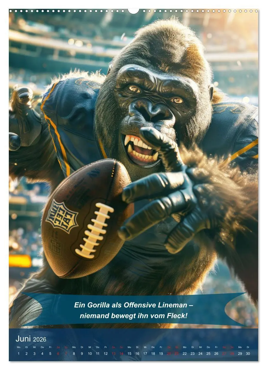 Bild: 9783516255782 | American Football mit tierischem Humor (Wandkalender 2026 DIN A2...