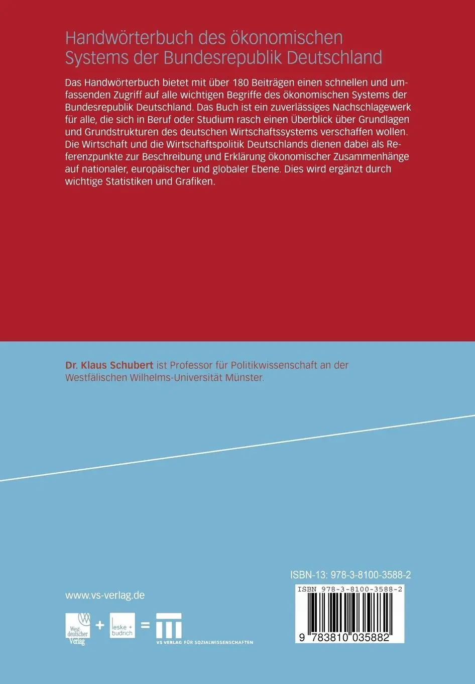 Rückseite: 9783810035882 | Handwörterbuch des ökonomischen Systems der Bundesrepublik Deutschland