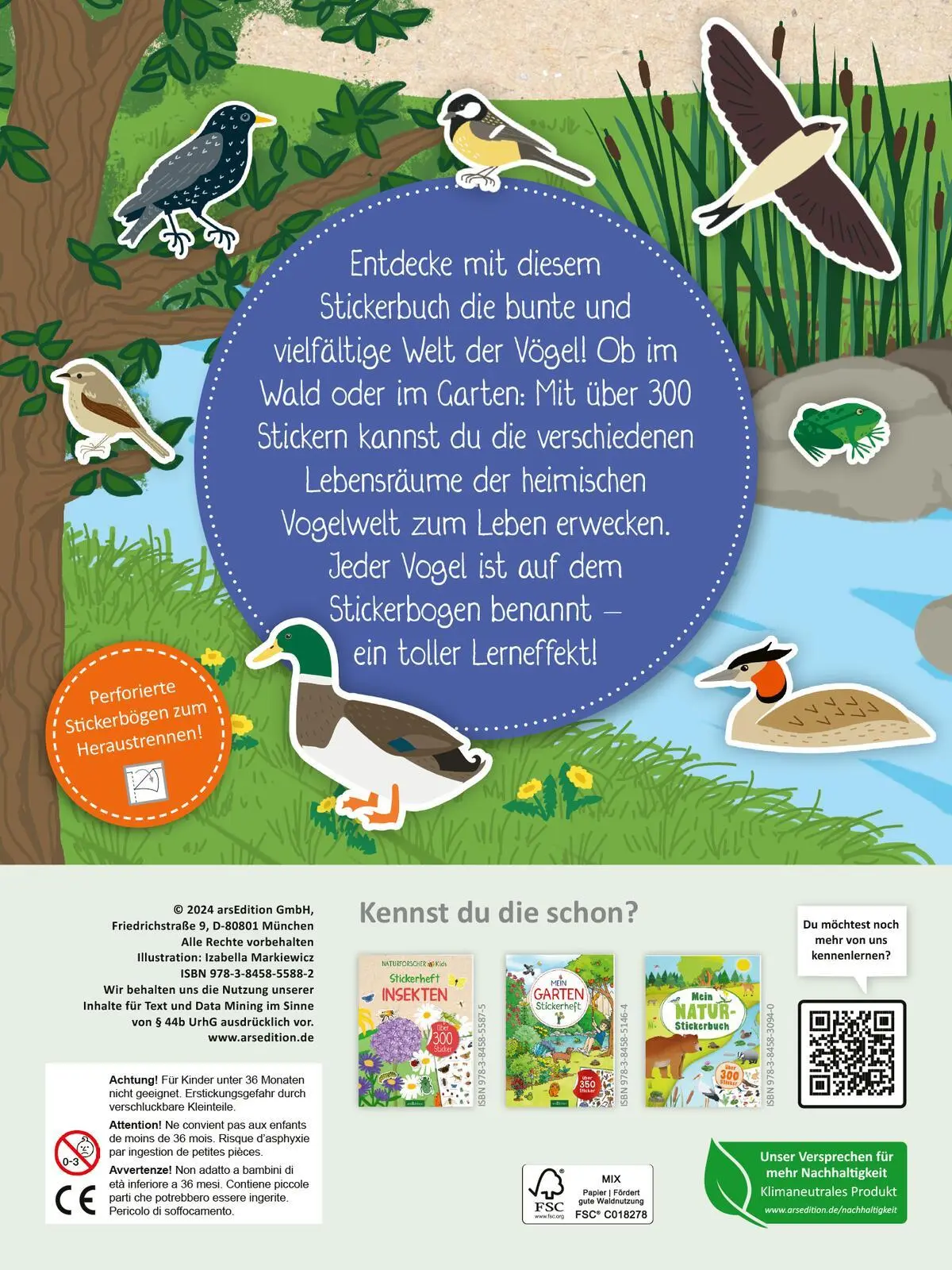 Rückseite: 9783845855882 | Naturforscher-Kids - Stickerheft Vögel | Über 300 Sticker | Markiewicz