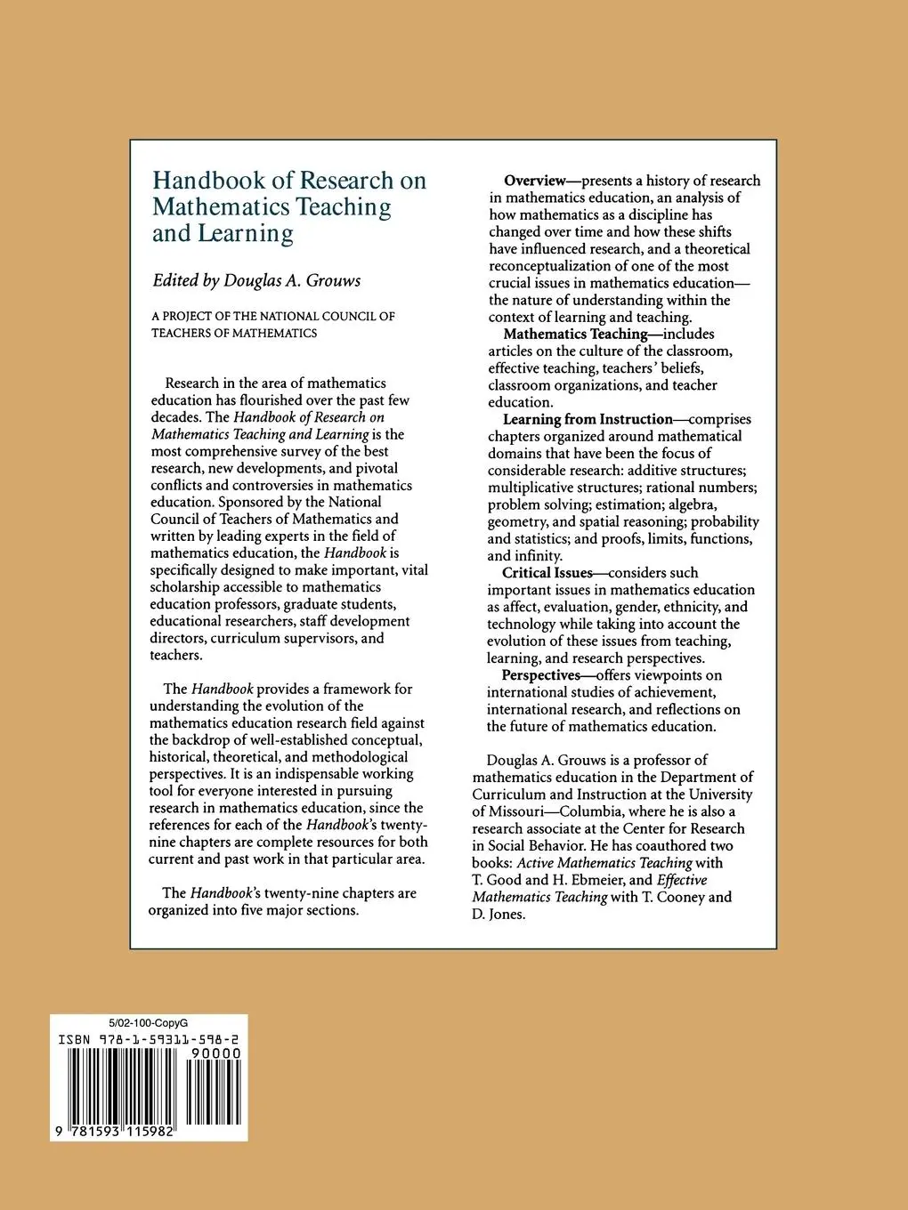 Rückseite: 9781593115982 | Handbook of Research on Mathematics Teaching and Learning (Volume...