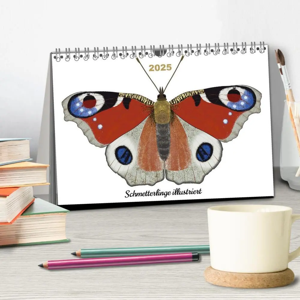 Bild: 9783383895982 | Schmetterlinge illustriert (Tischkalender 2025 DIN A5 quer),...
