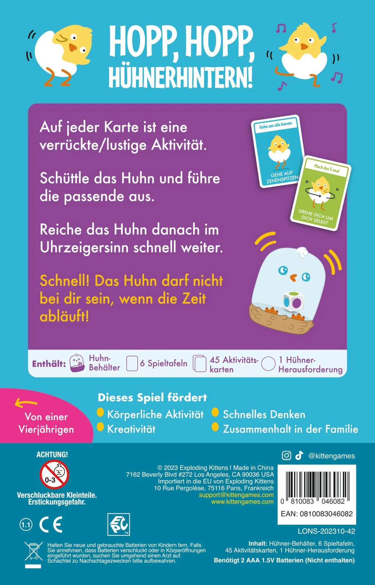 Bild: 810083046082 | Hopp, hopp, Hühnerhintern | Elan Lee | Spiel | EXKD0042 | Deutsch