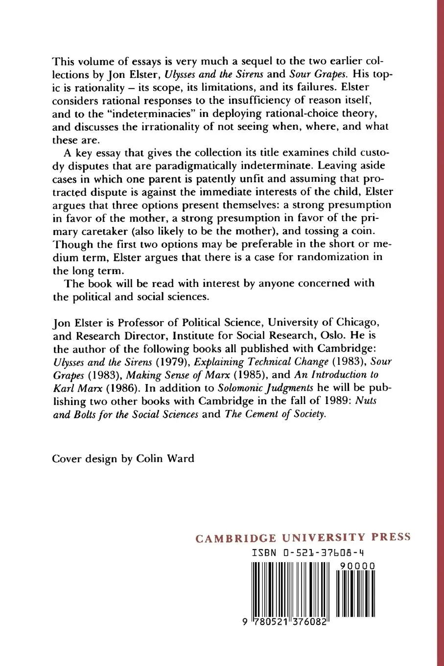 Rückseite: 9780521376082 | Solomonic Judgements | Studies in the Limitations of Rationality