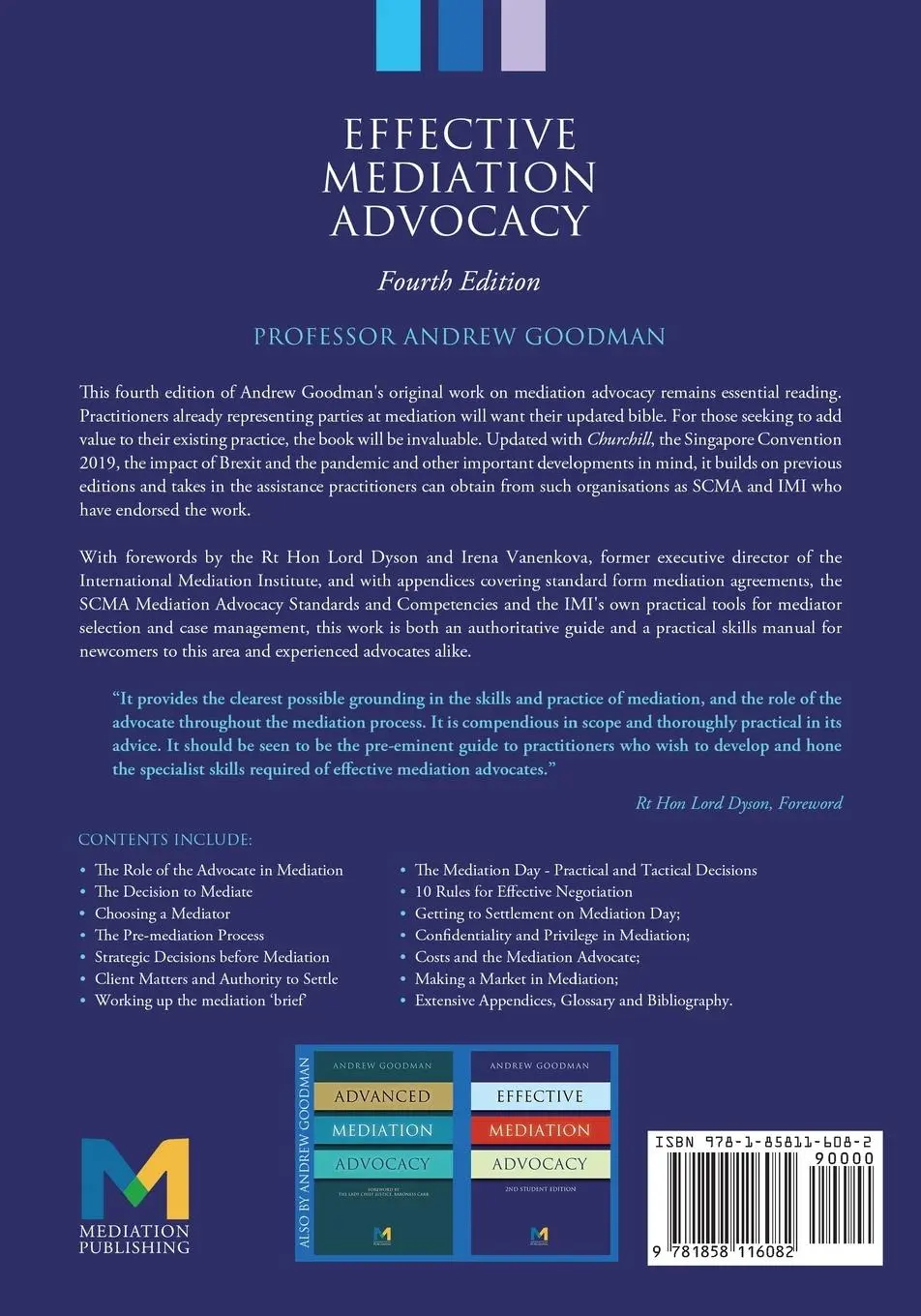 Rückseite: 9781858116082 | Effective Mediation Advocacy | Andrew Goodman | Taschenbuch | Englisch