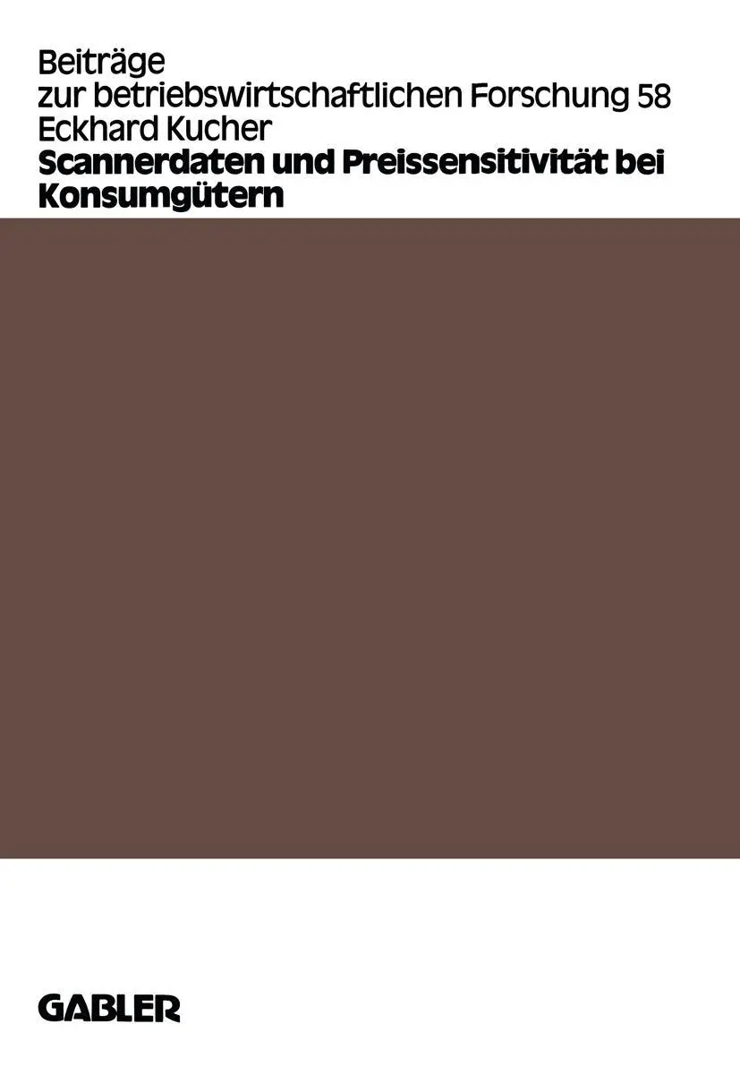 Cover: 9783409136082 | Scannerdaten und Preissensitivität bei Konsumgütern | Eckhard Kucher