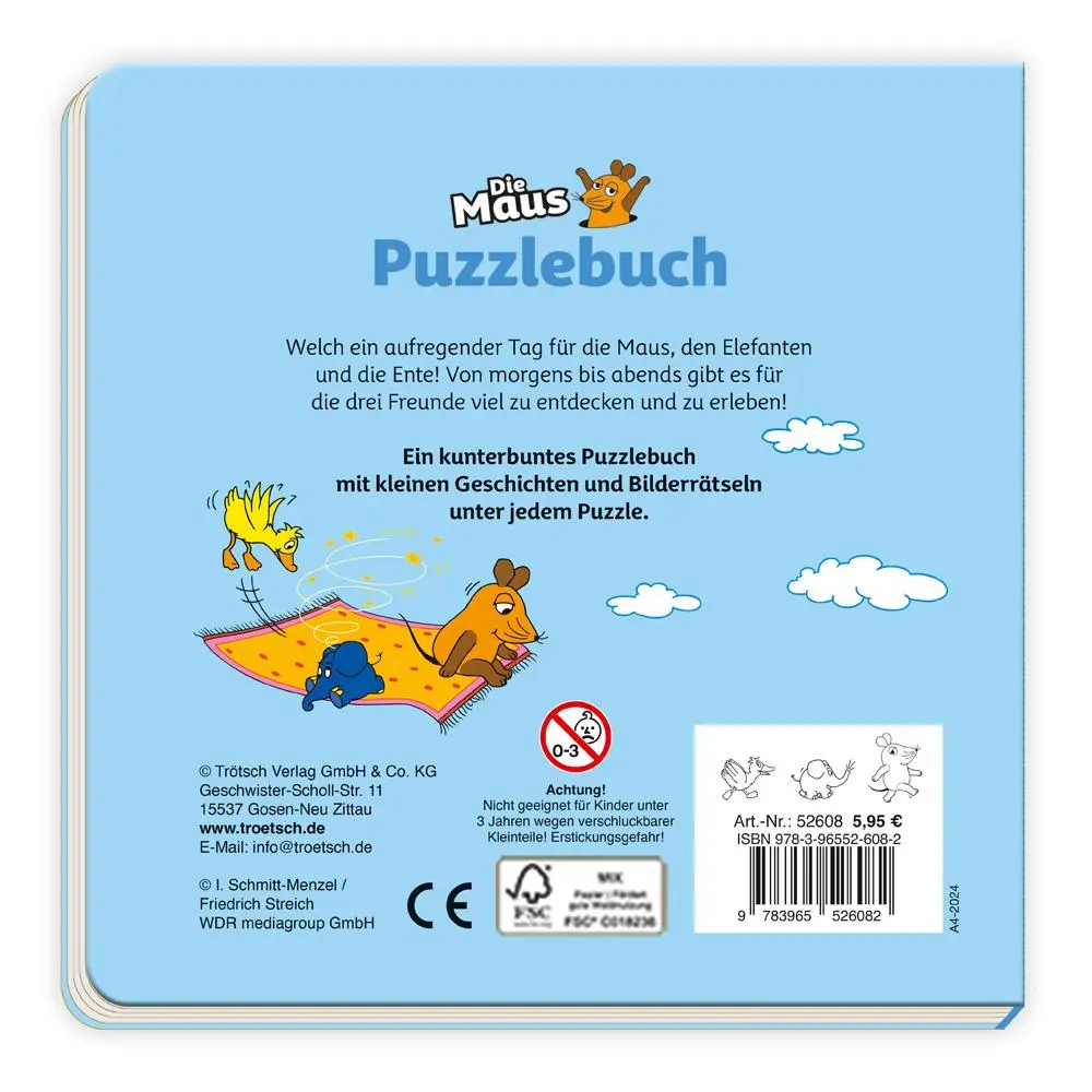 Rückseite: 9783965526082 | Trötsch Die Maus Puzzlebuch | Trötsch Verlag | Buch | 10 S. | Deutsch
