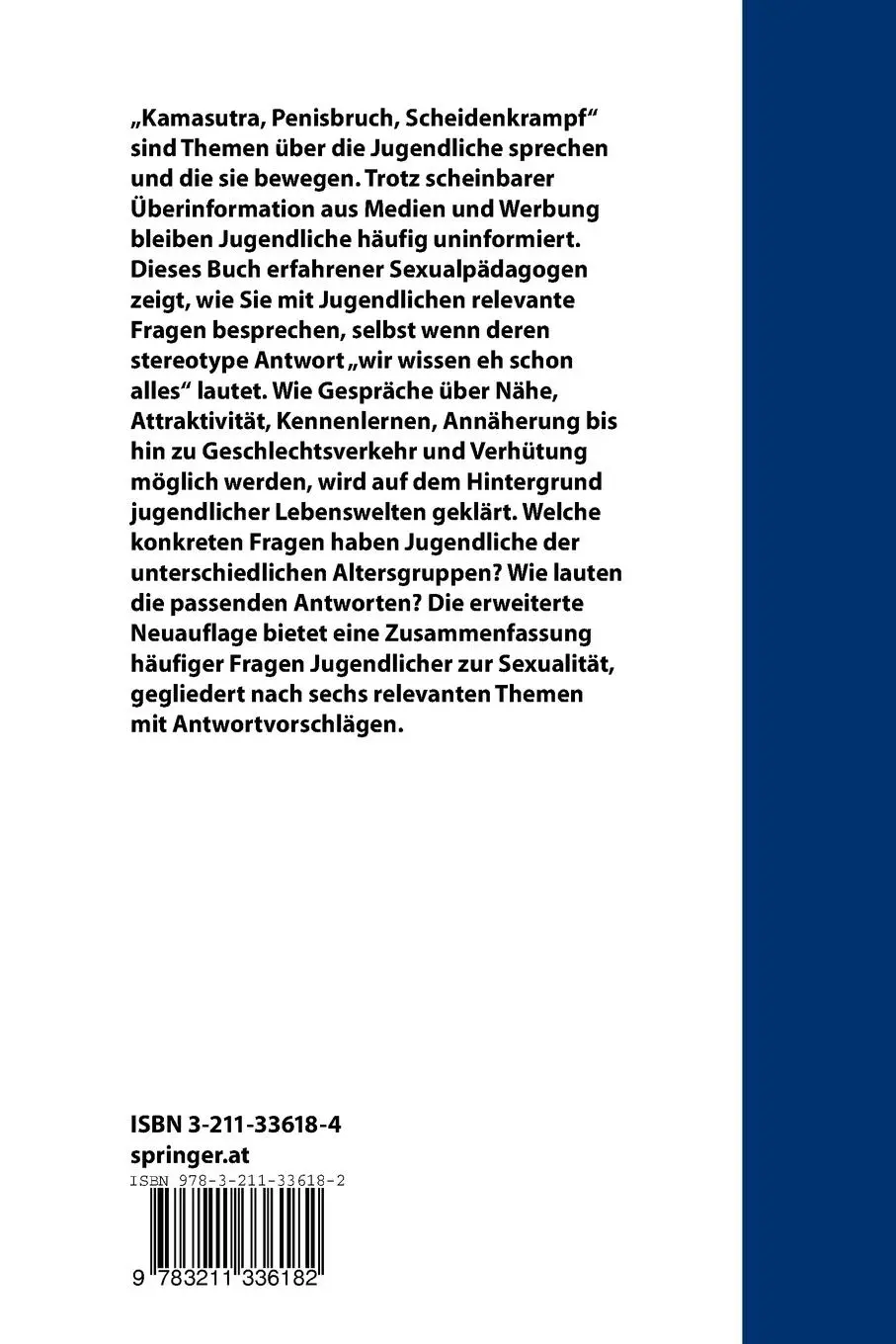 Rückseite: 9783211336182 | Sexualität im Beratungsgespräch mit Jugendlichen | Weidinger (u. a.)