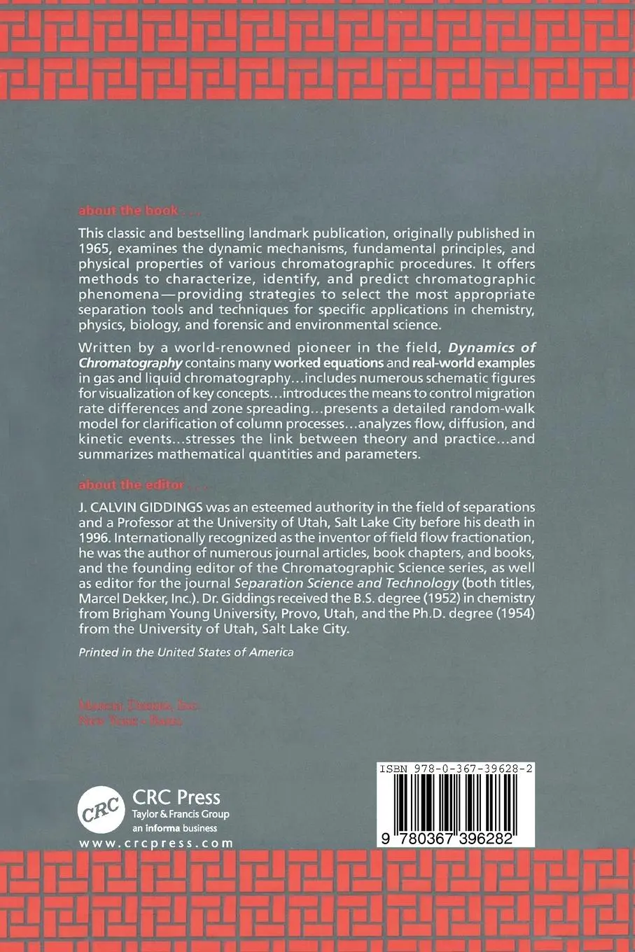 Rückseite: 9780367396282 | Dynamics of Chromatography | Principles and Theory | J Calvin Giddings