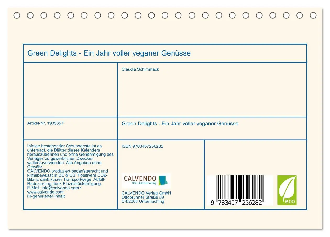 Bild: 9783457256282 | Green Delights - Ein Jahr voller veganer Genüsse (Tischkalender...