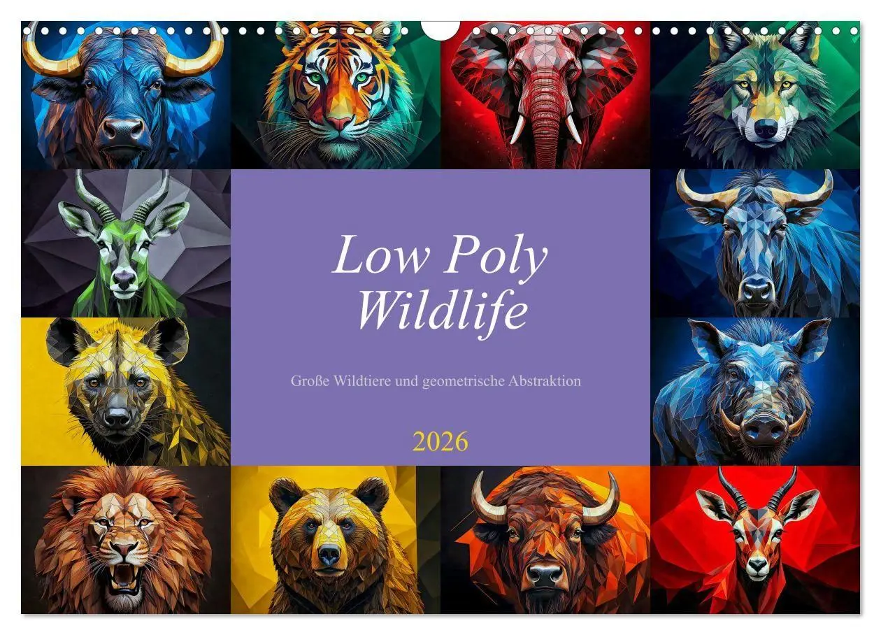 Cover: 9783516726282 | Low Poly Wildlife (Wandkalender 2026 DIN A3 quer), CALVENDO...