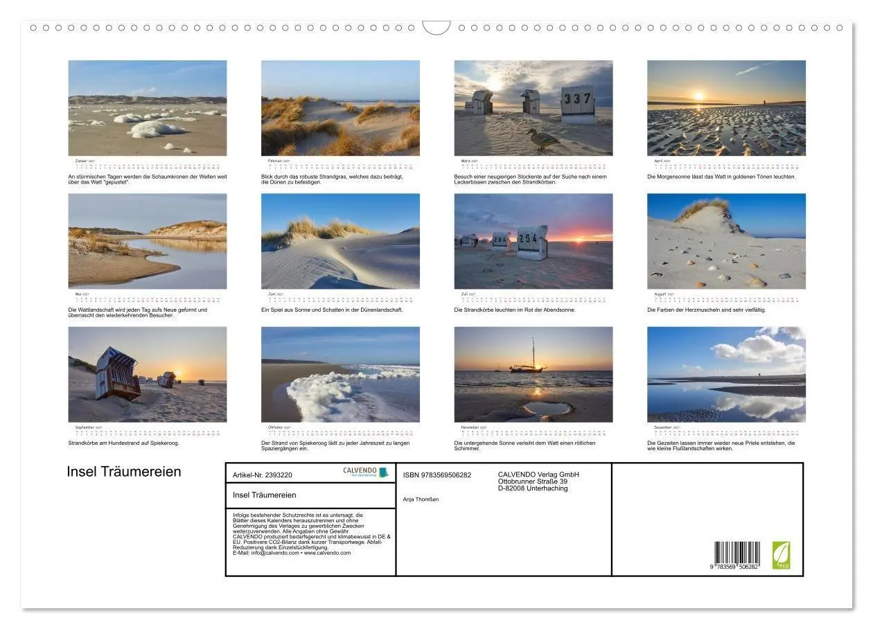 Bild: 9783569506282 | Insel Träumereien (Wandkalender 2027 DIN A2 quer), CALVENDO...