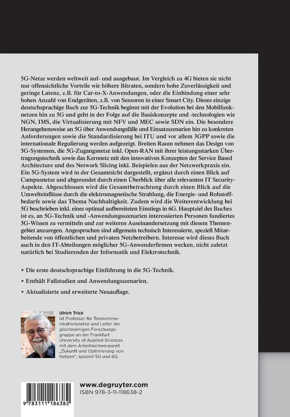 Rückseite: 9783111186382 | 5G | Die Mobilfunknetze der 5. Generation | Ulrich Trick | Taschenbuch
