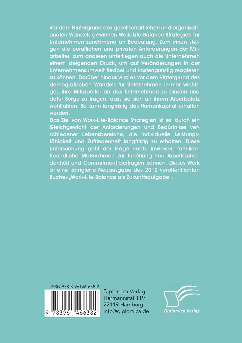 Rückseite: 9783961466382 | Work-Life-Balance. Arbeitszufriedenheit und Mitarbeiterbindung...