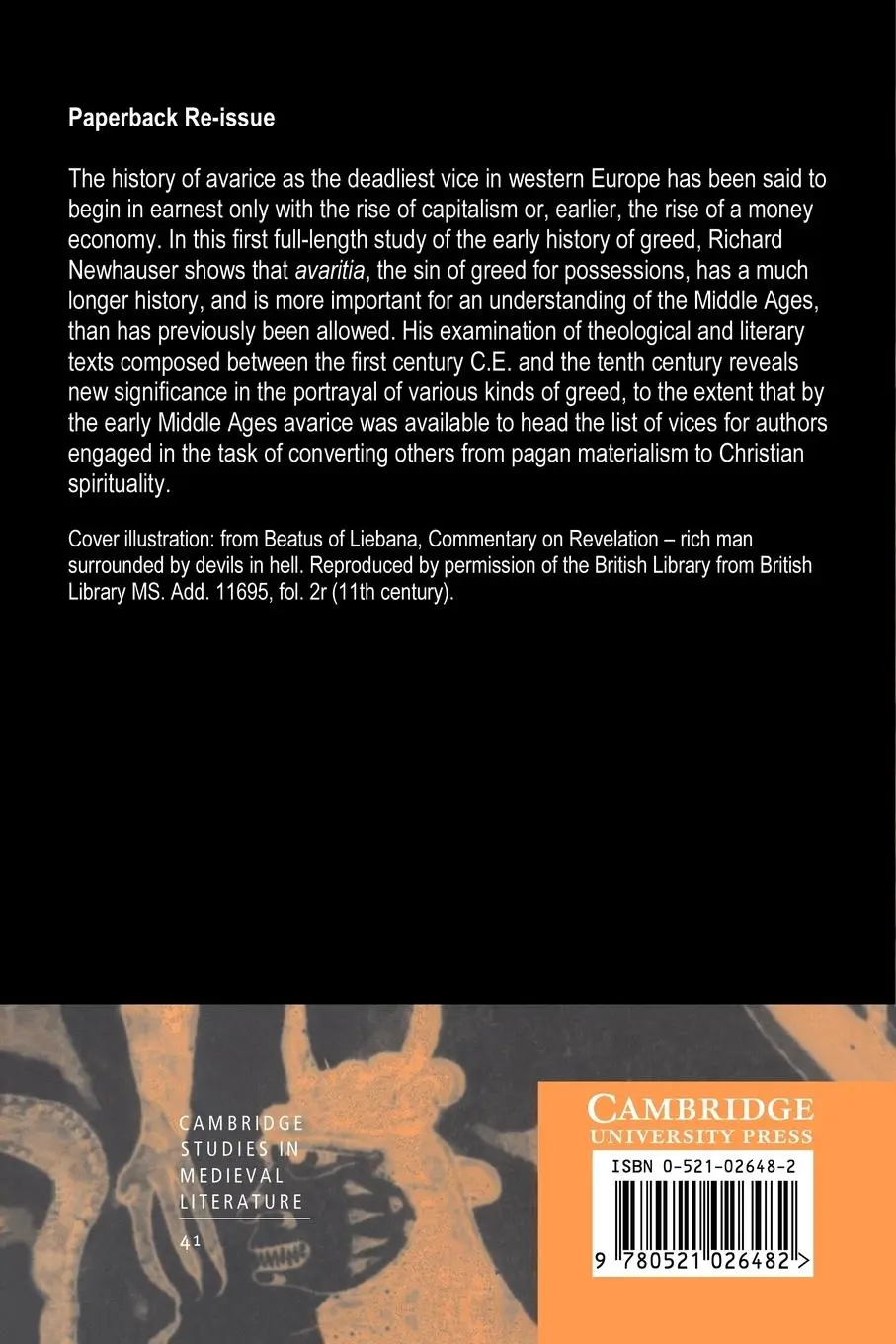 Rückseite: 9780521026482 | The Early History of Greed | Richard Newhauser | Taschenbuch | 2006
