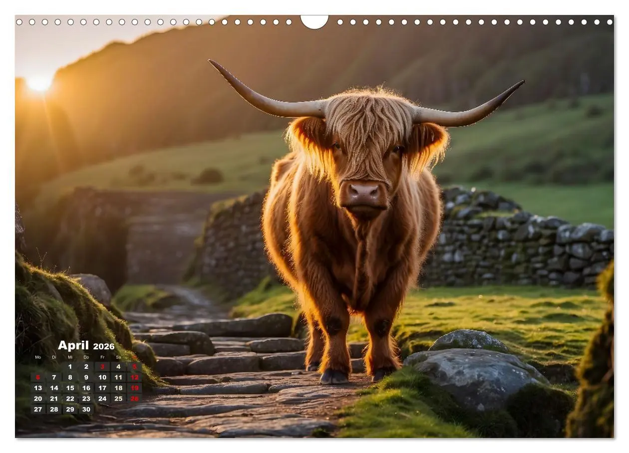 Bild: 9783457476482 | Highland Kühe (Wandkalender 2026 DIN A3 quer), CALVENDO Monatskalender