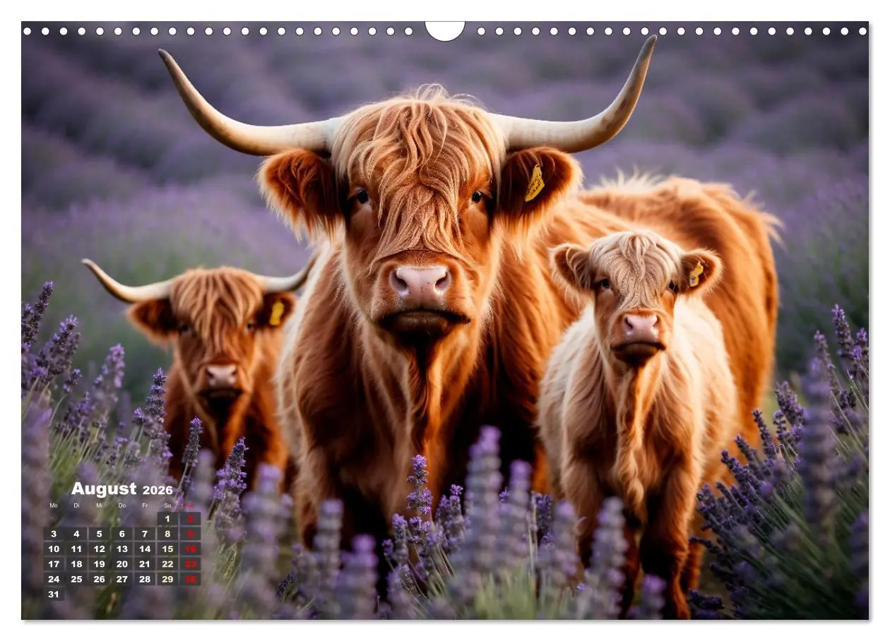 Bild: 9783457476482 | Highland Kühe (Wandkalender 2026 DIN A3 quer), CALVENDO Monatskalender