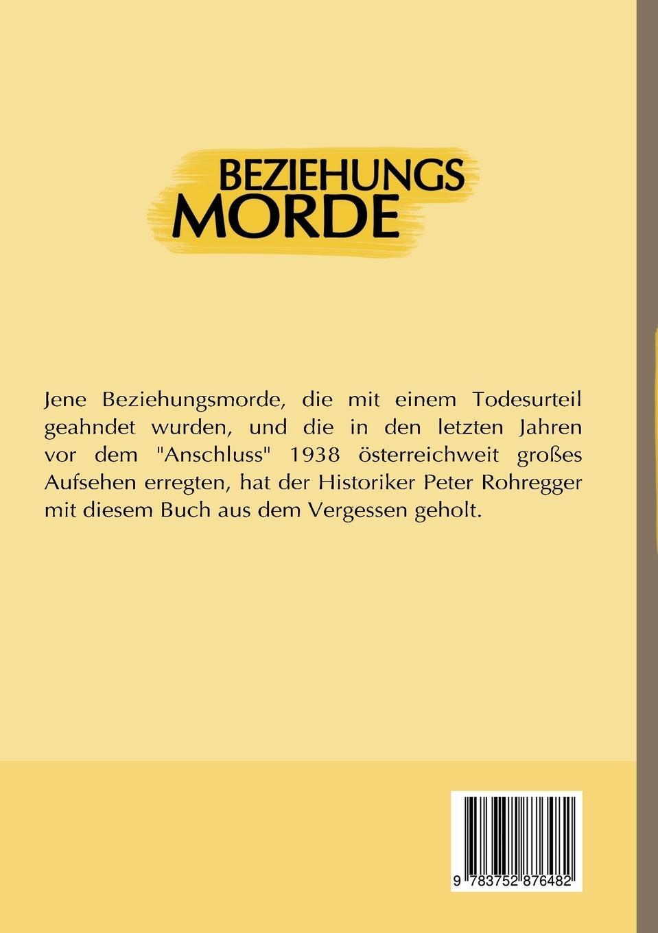 Rückseite: 9783752876482 | Beziehungsmorde in der Zeit des Austrofaschismus | 1933 - 1938 | Buch