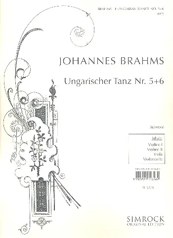 Cover: 9790221116482 | Ungarische Tänze Nr.5 und Nr.6 für Streichquartett Stimmen | Brahms