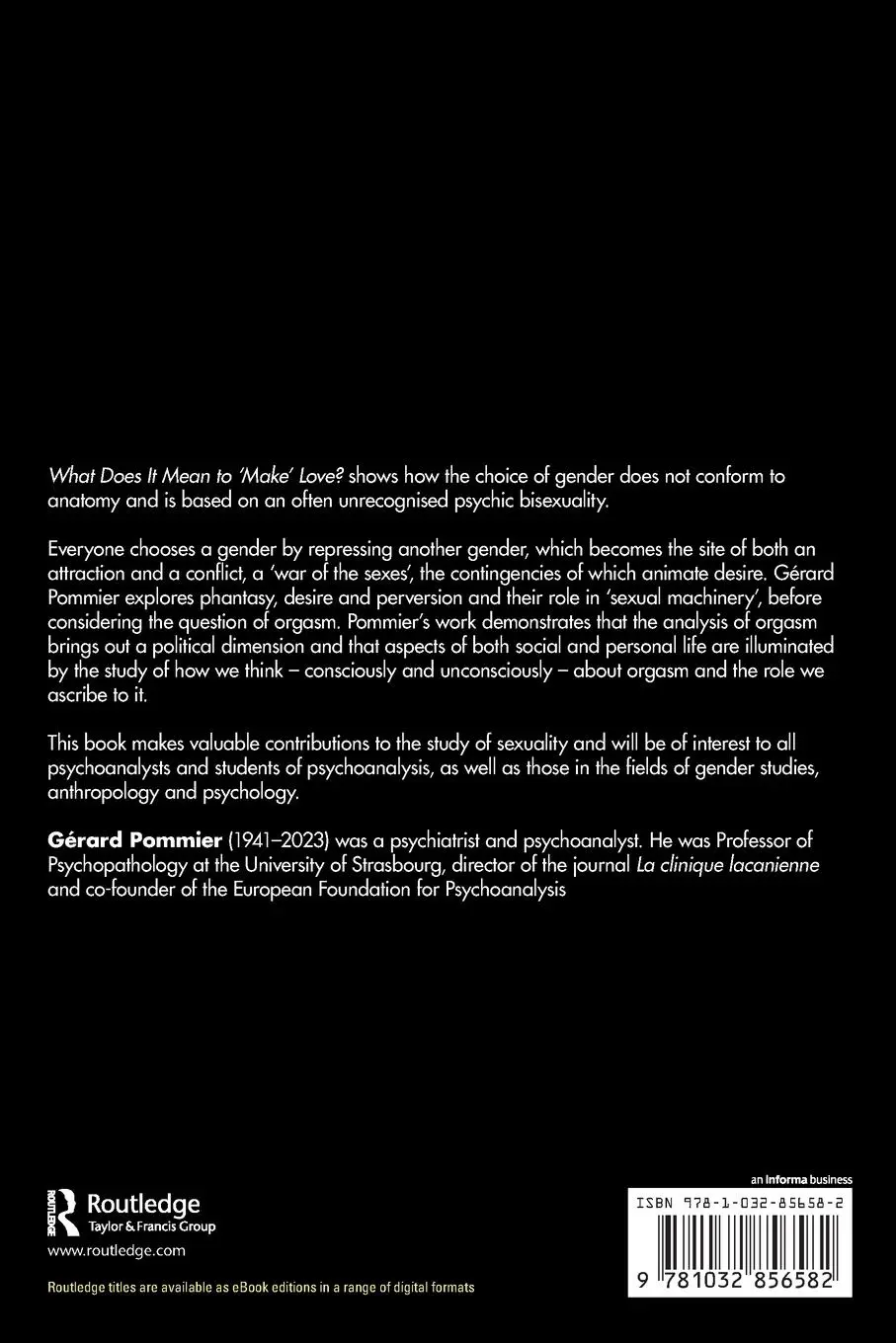 Rückseite: 9781032856582 | What Does It Mean to 'Make' Love? | Gerard Pommier | Taschenbuch