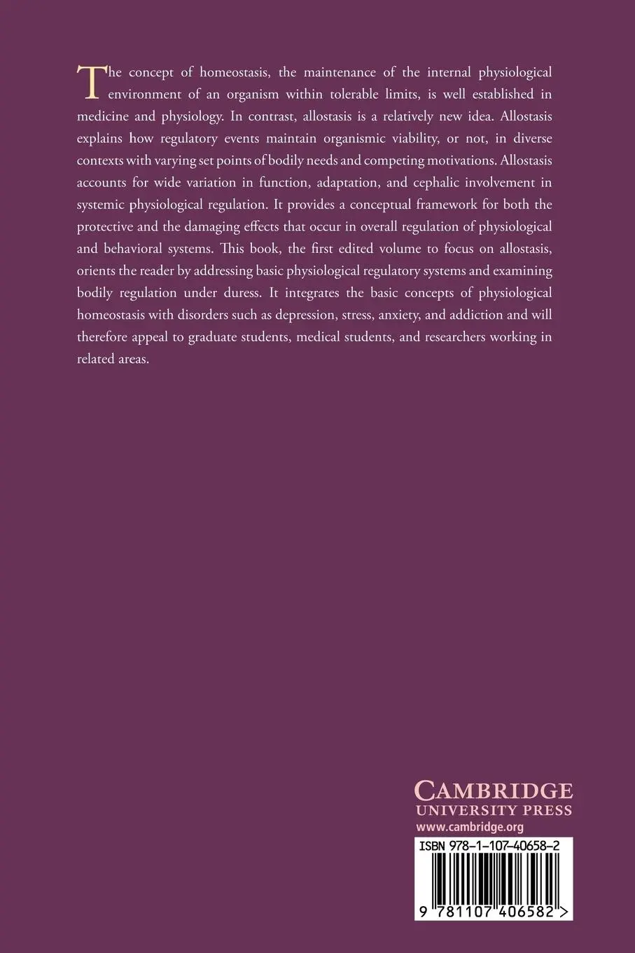 Rückseite: 9781107406582 | Allostasis, Homeostasis, and the Costs of Physiological Adaptation