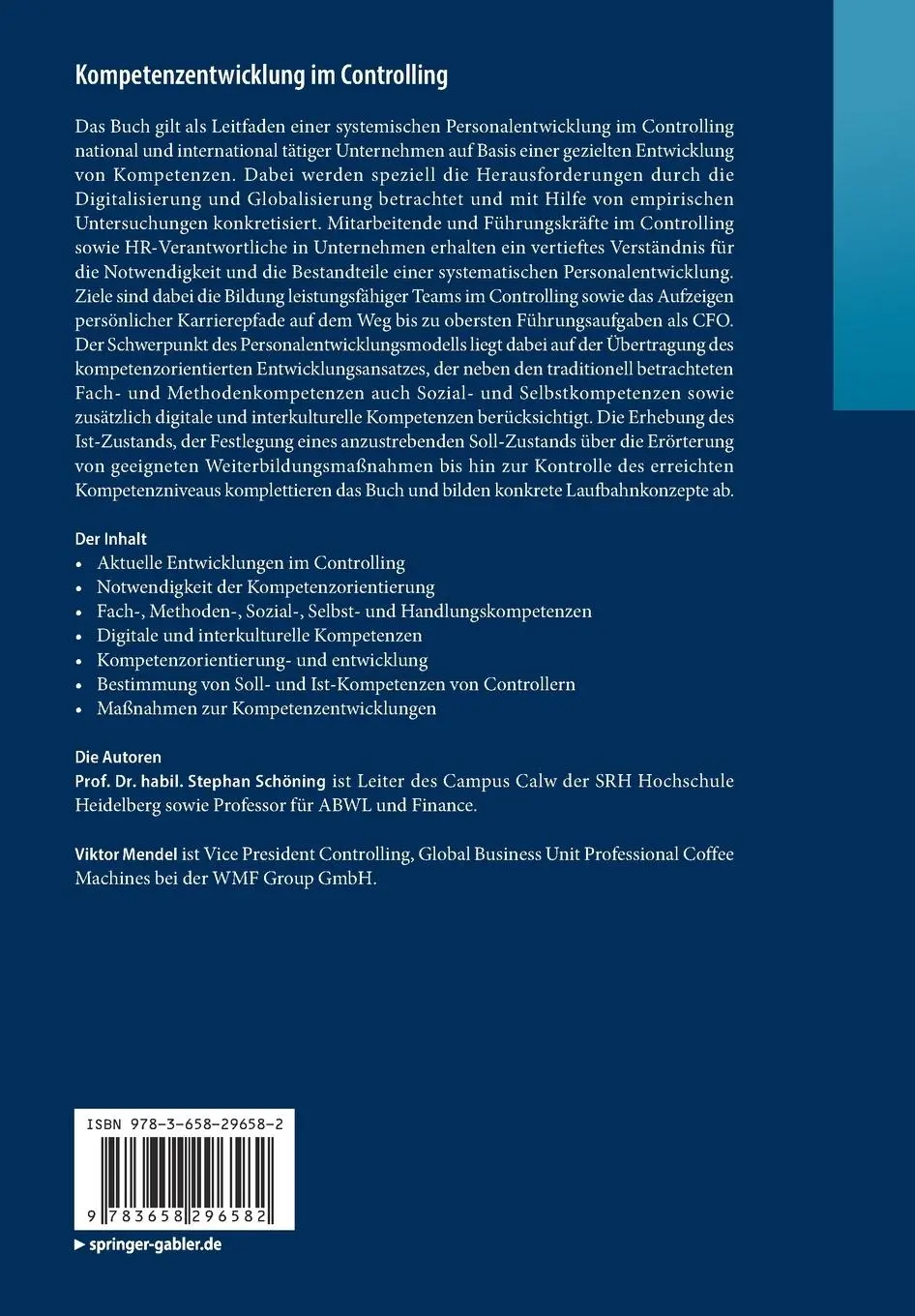 Rückseite: 9783658296582 | Kompetenzentwicklung im Controlling | Viktor Mendel (u. a.) | Buch