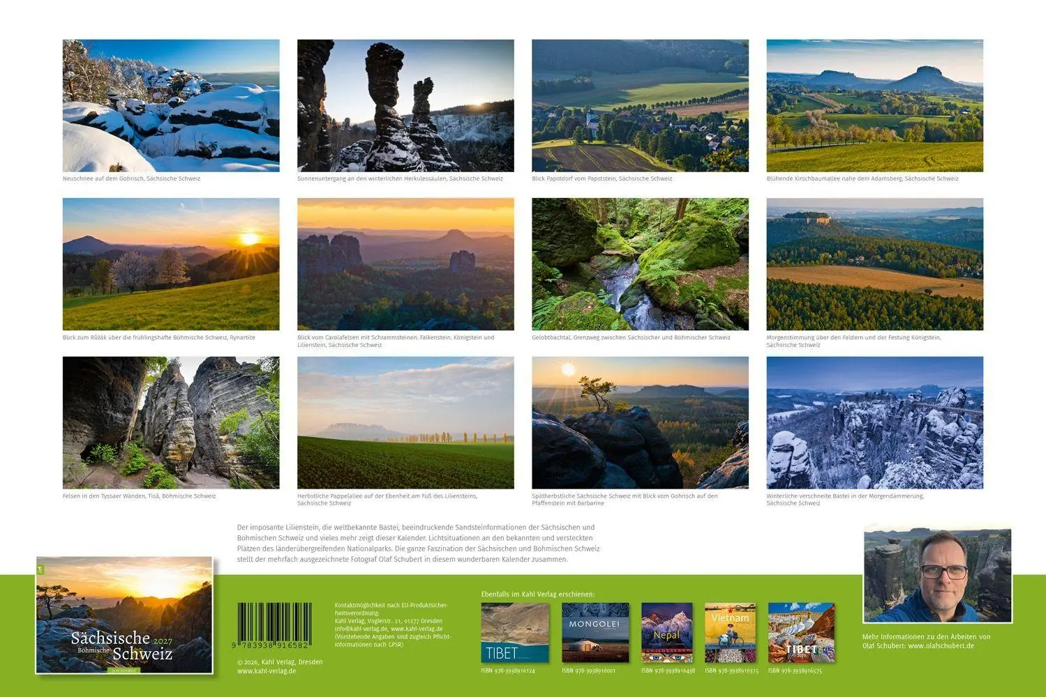 Bild: 9783938916582 | Kalender Sächsische &amp; Böhmische Schweiz 2027 | Wandkalender 45 x 30 cm