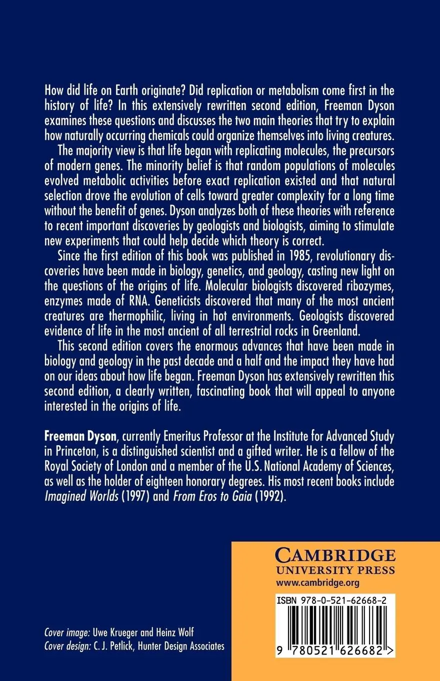 Rückseite: 9780521626682 | Origins of Life | Freeman J. Dyson | Taschenbuch | Englisch | 2010