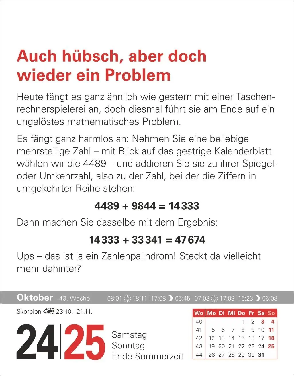 Bild: 9783840036682 | Der Mathematik-Kalender Tagesabreißkalender 2026 - Nachts teile ich...