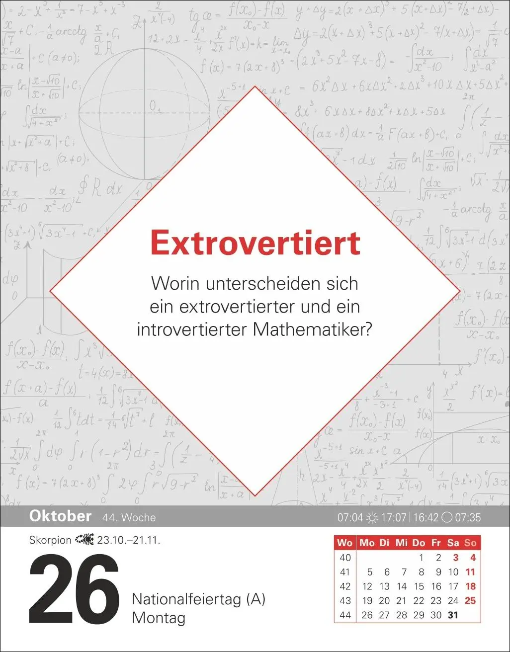 Bild: 9783840036682 | Der Mathematik-Kalender Tagesabreißkalender 2026 - Nachts teile ich...