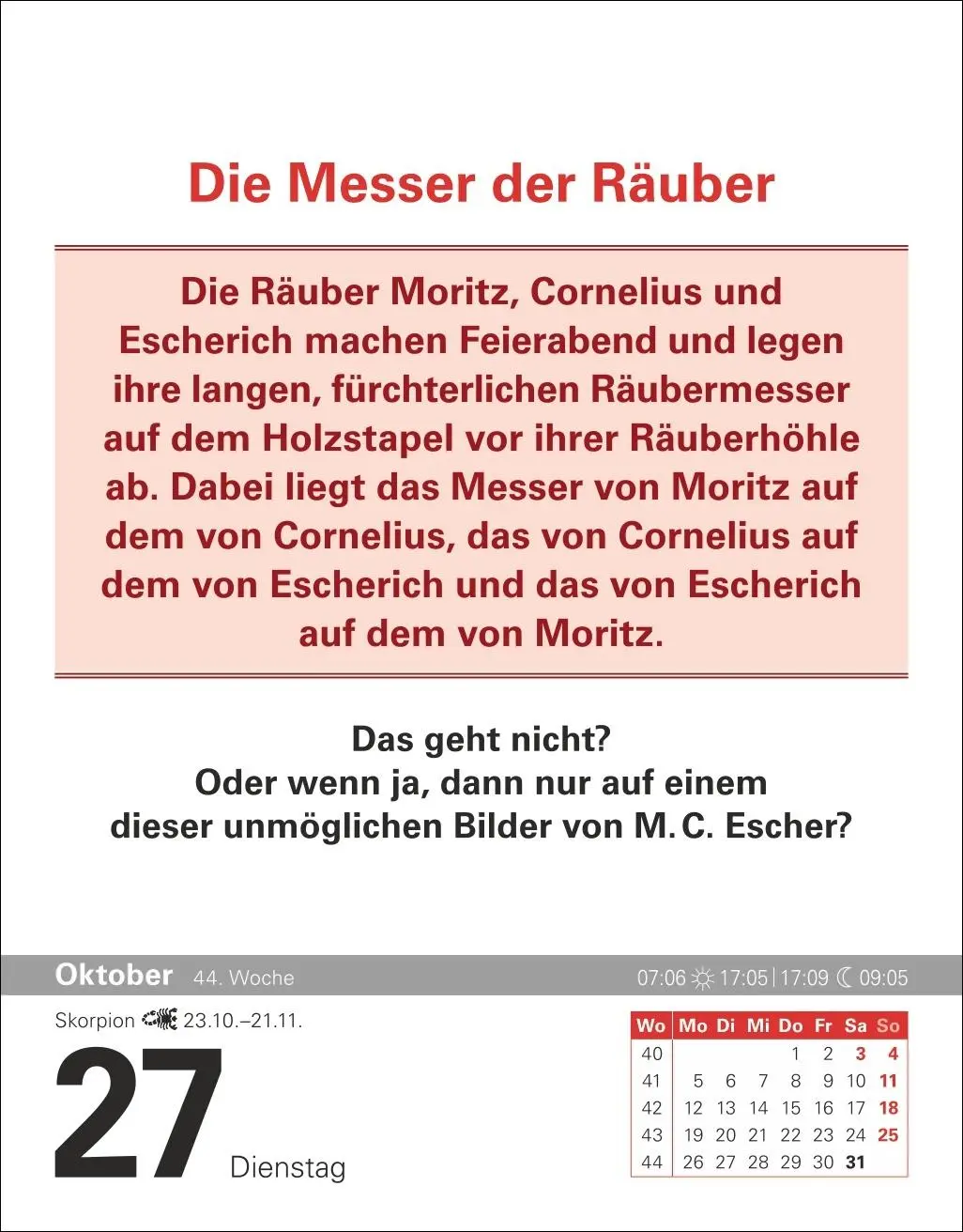 Bild: 9783840036682 | Der Mathematik-Kalender Tagesabreißkalender 2026 - Nachts teile ich...