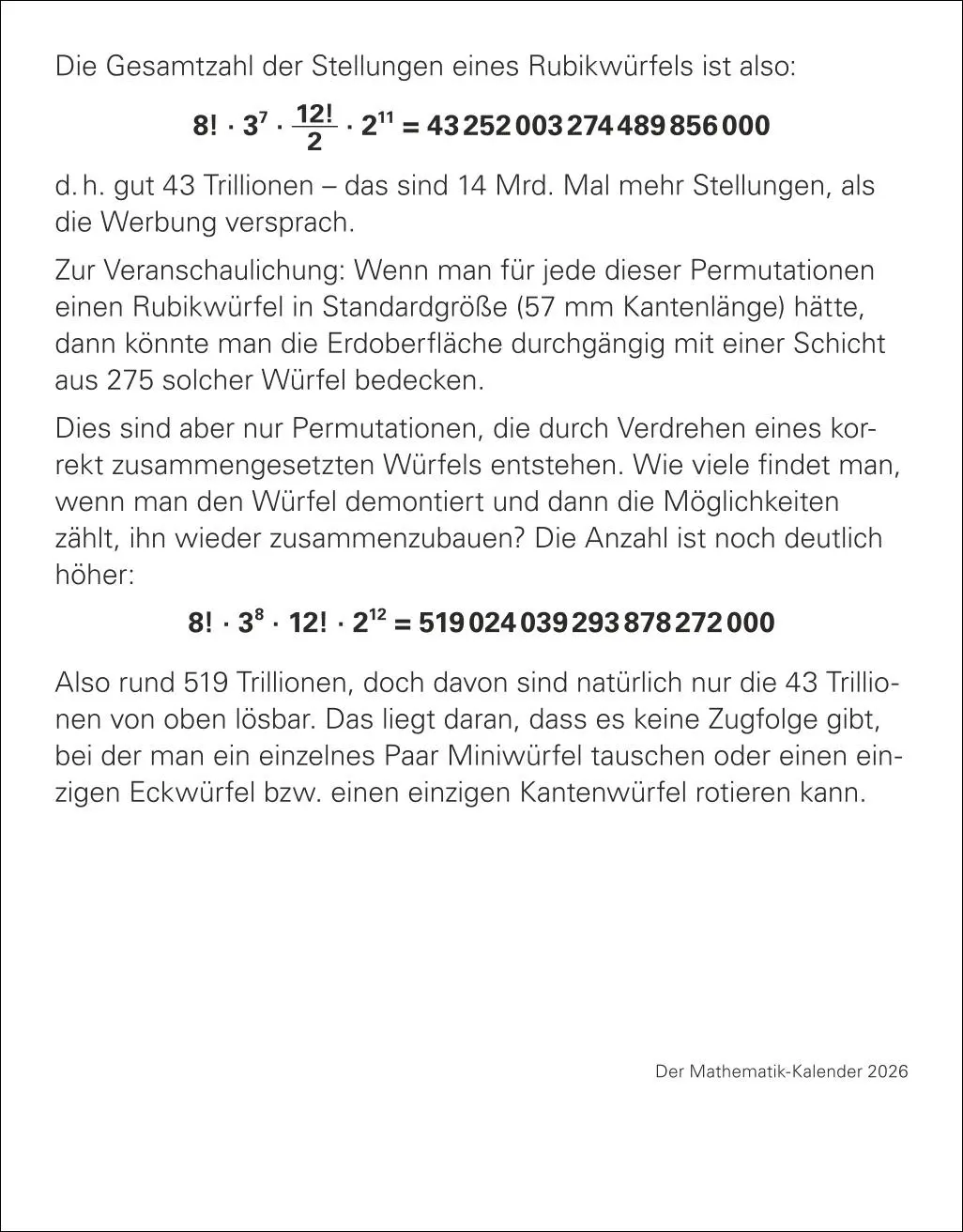 Bild: 9783840036682 | Der Mathematik-Kalender Tagesabreißkalender 2026 - Nachts teile ich...