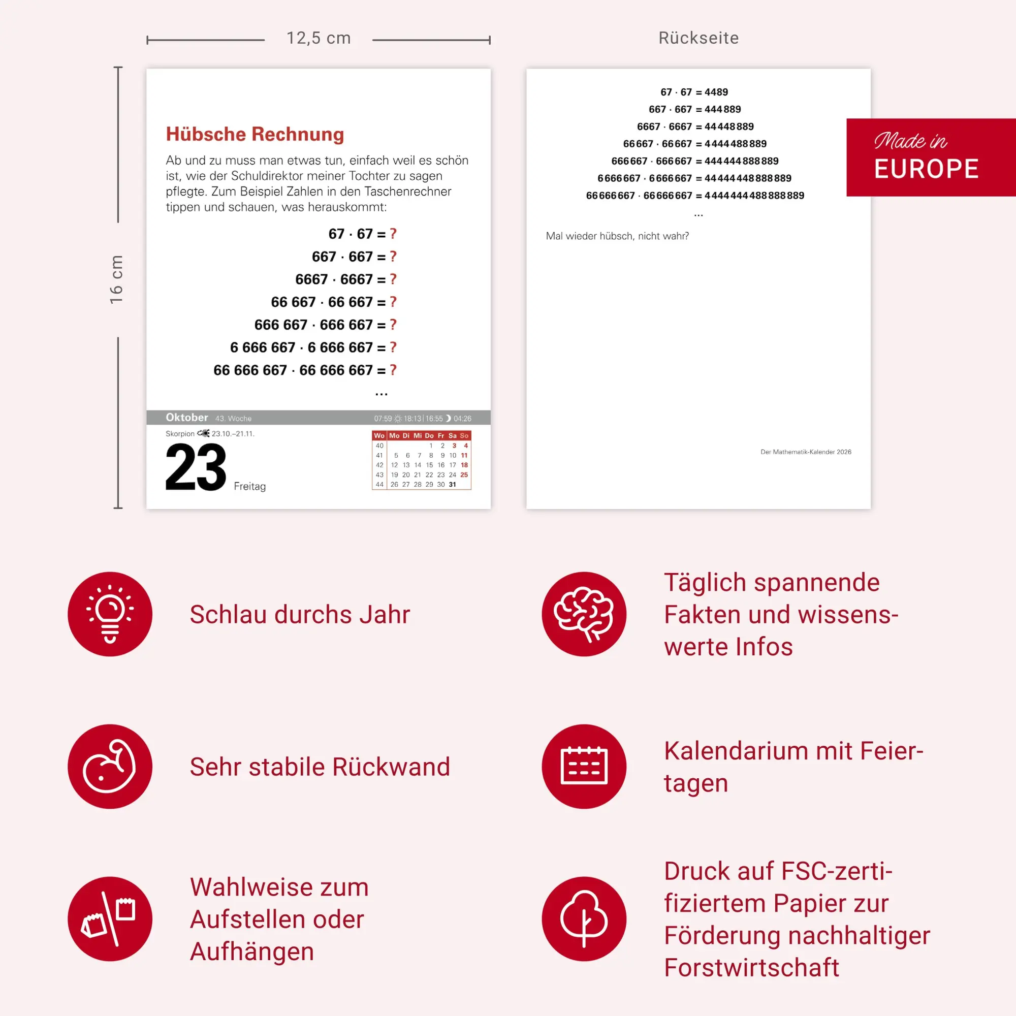Bild: 9783840036682 | Der Mathematik-Kalender Tagesabreißkalender 2026 - Nachts teile ich...