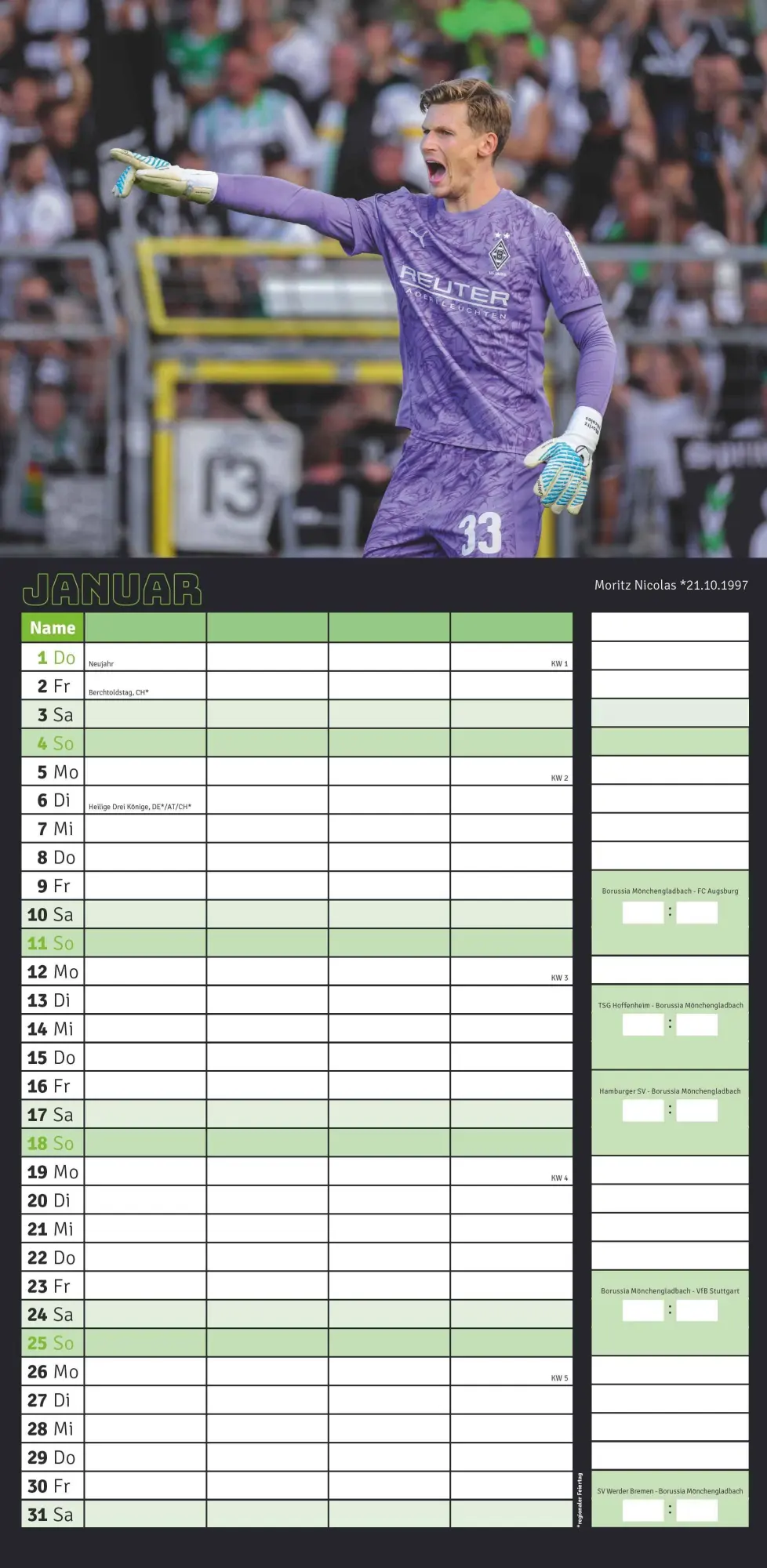 Bild: 4069095006782 | Borussia Mönchengladbach 2026 - Fanplaner - Fan-Kalender -...