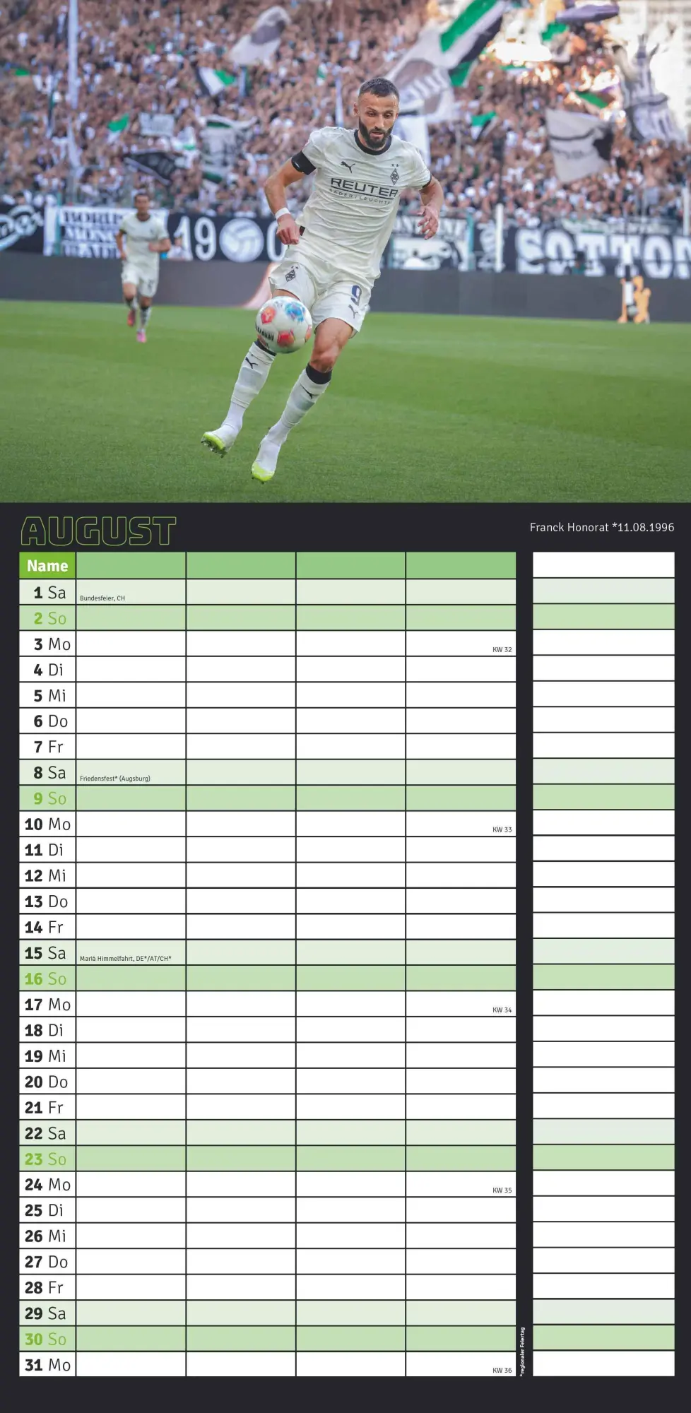 Bild: 4069095006782 | Borussia Mönchengladbach 2026 - Fanplaner - Fan-Kalender -...