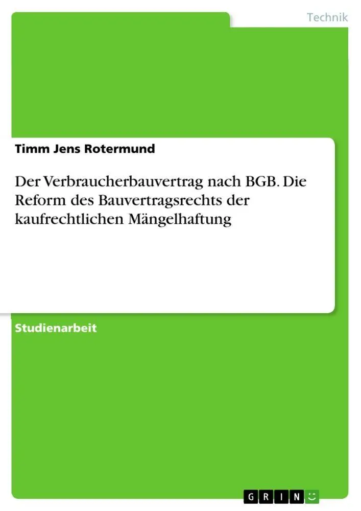 Cover: 9783346326782 | Der Verbraucherbauvertrag nach BGB. Die Reform des...