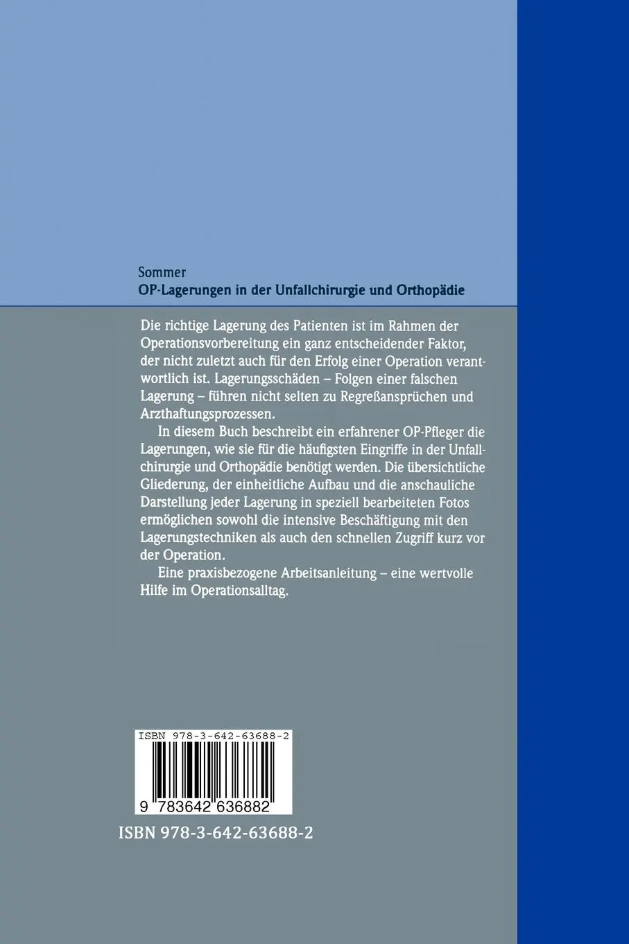 Rückseite: 9783642636882 | OP-Lagerungen in der Unfallchirurgie und Orthopädie | Rudolf Sommer