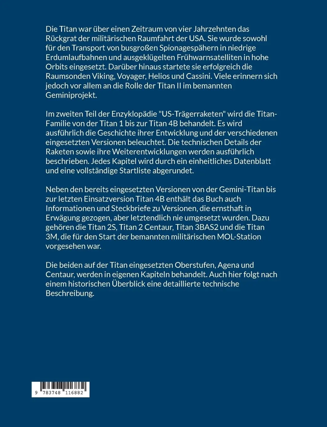 Rückseite: 9783748116882 | US-Trägerraketen 2 | Die Titan-Familie | Bernd Leitenberger | Buch