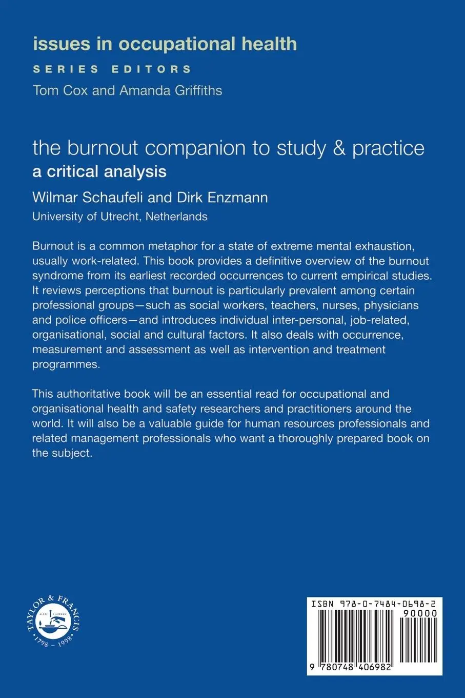 Rückseite: 9780748406982 | The Burnout Companion To Study And Practice | A Critical Analysis