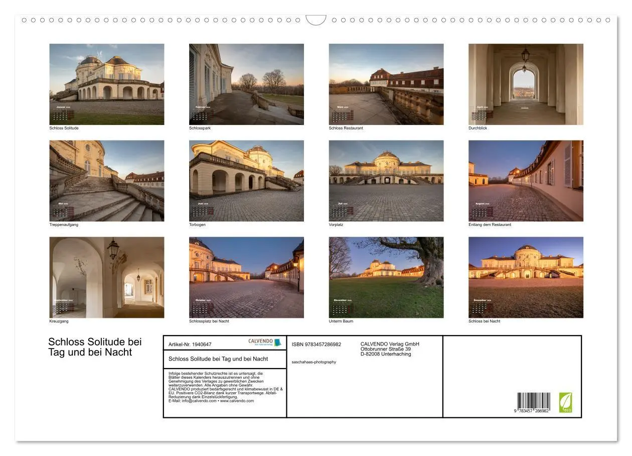 Bild: 9783457286982 | Schloss Solitude bei Tag und bei Nacht (Wandkalender 2026 DIN A2...