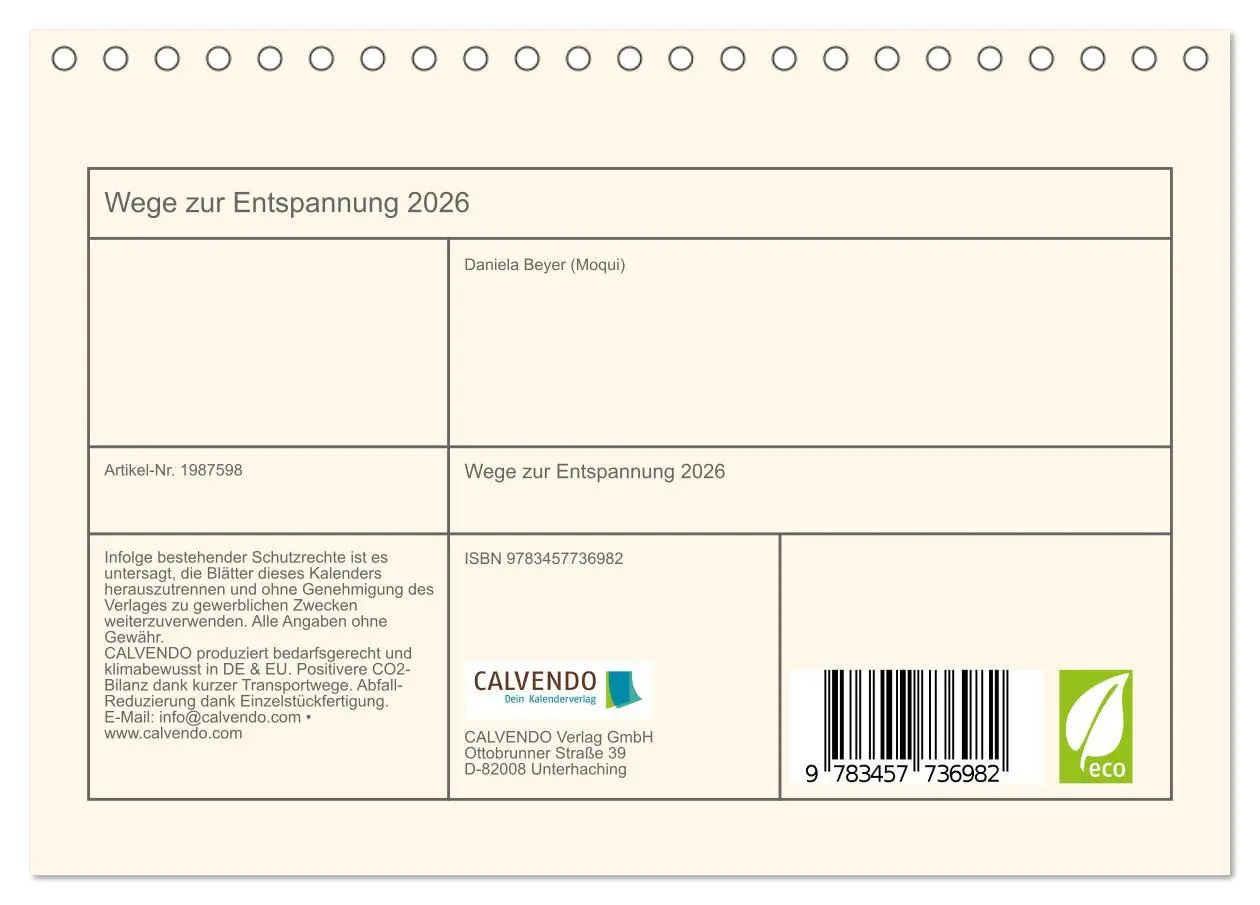 Bild: 9783457736982 | Wege zur Entspannung 2026 (Tischkalender 2026 DIN A5 quer),...