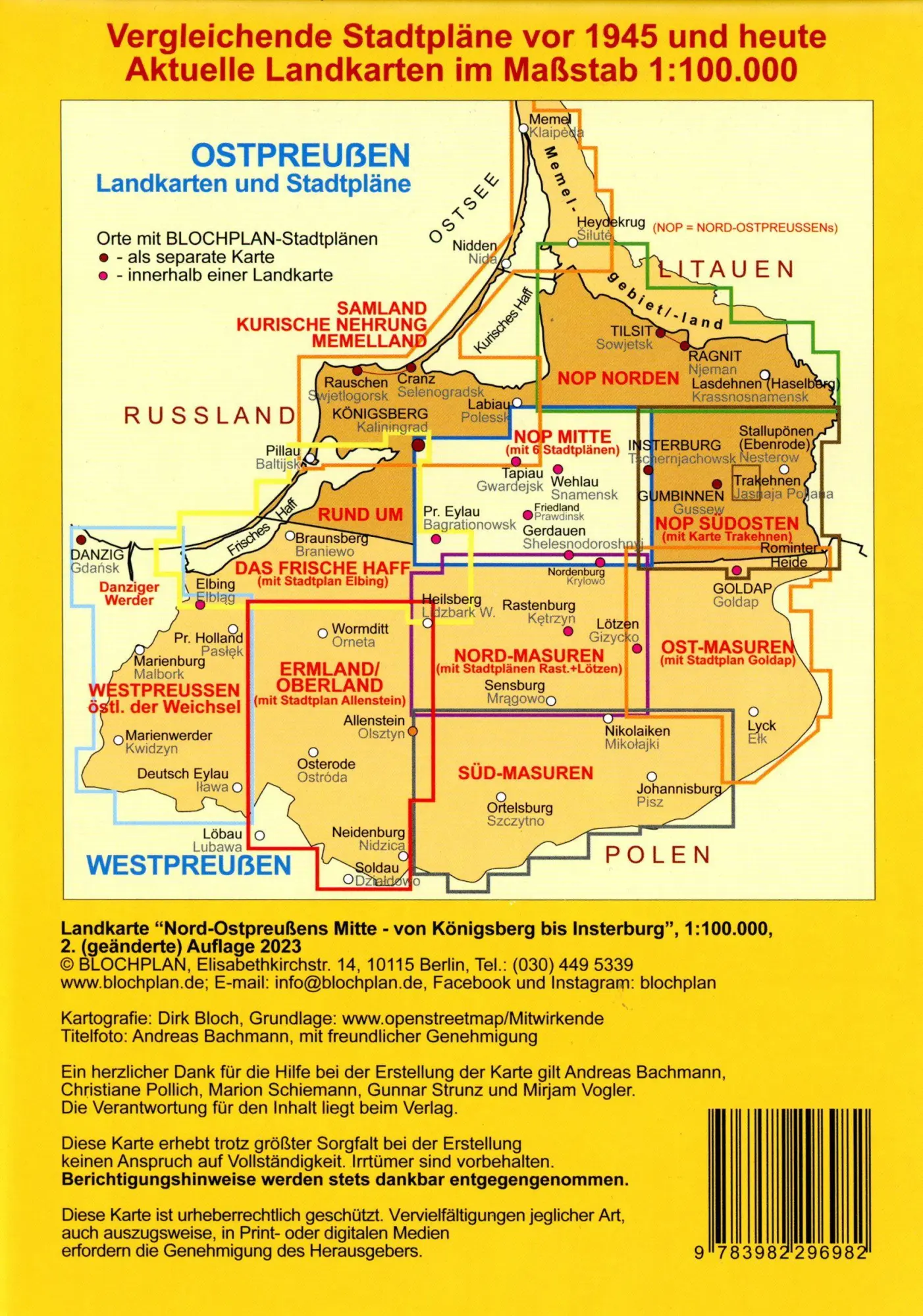 Bild: 9783982296982 | Landkarte Nord-Ostpreußens Mitte von Königsberg bis Insterburg | Bloch