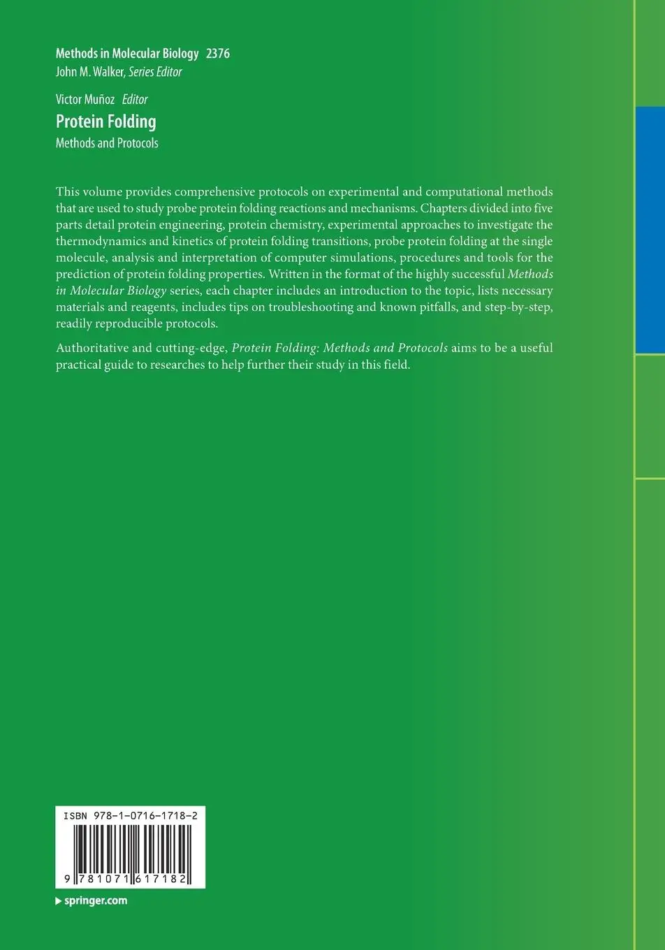 Rückseite: 9781071617182 | Protein Folding | Methods and Protocols | Victor Muñoz | Taschenbuch