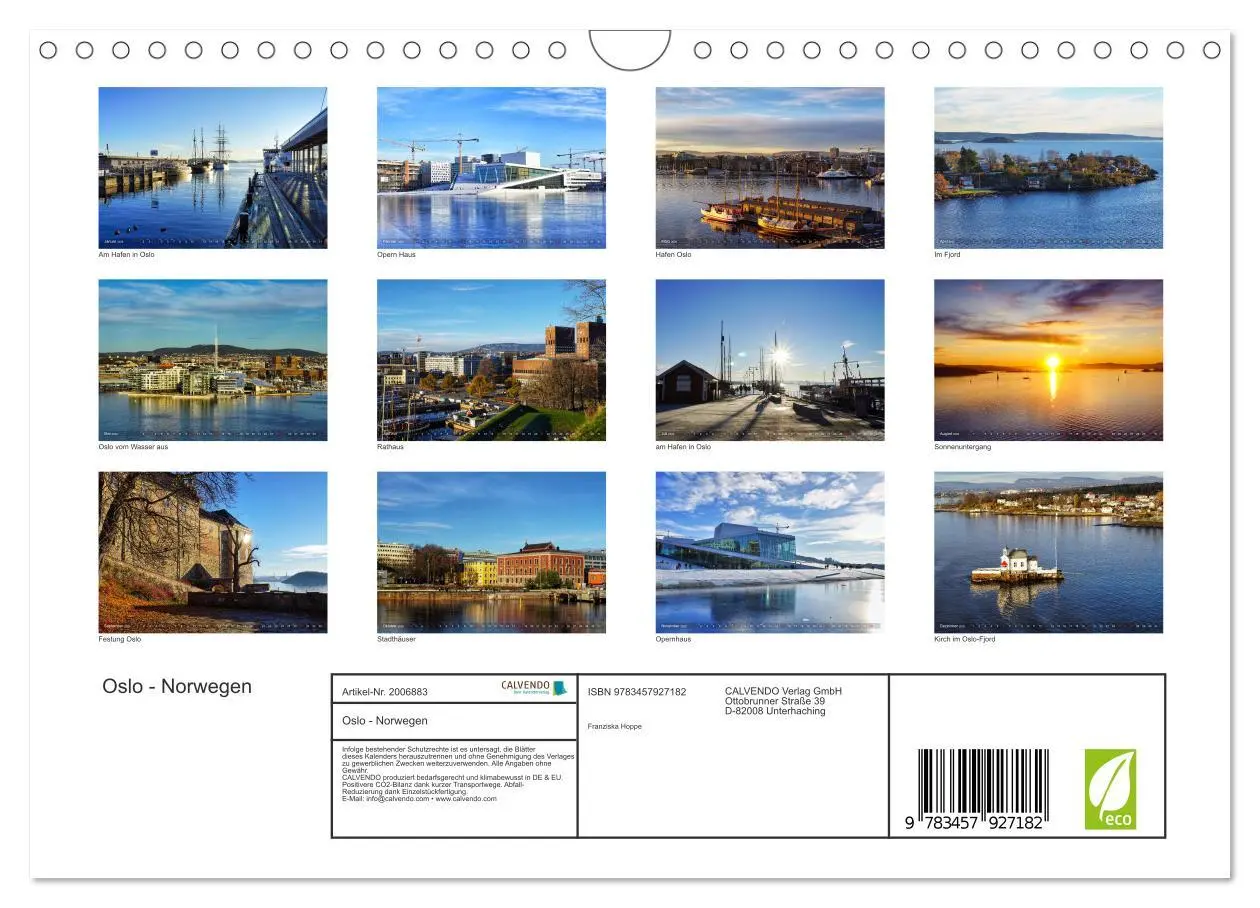 Bild: 9783457927182 | Oslo - Norwegen (Wandkalender 2026 DIN A4 quer), CALVENDO...