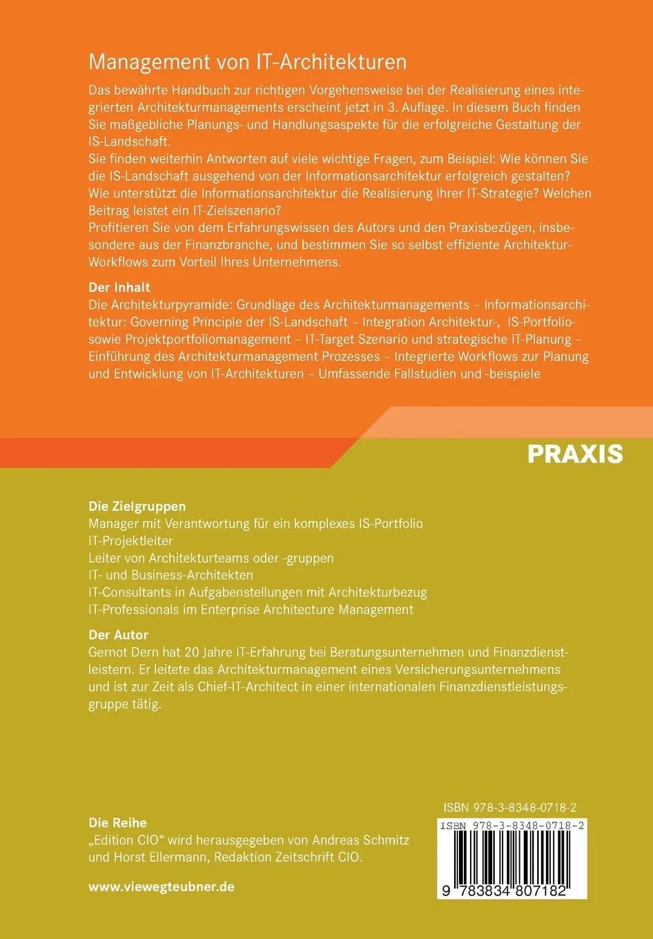 Rückseite: 9783834807182 | Management von IT-Architekturen | Gernot Dern | Taschenbuch | xvi