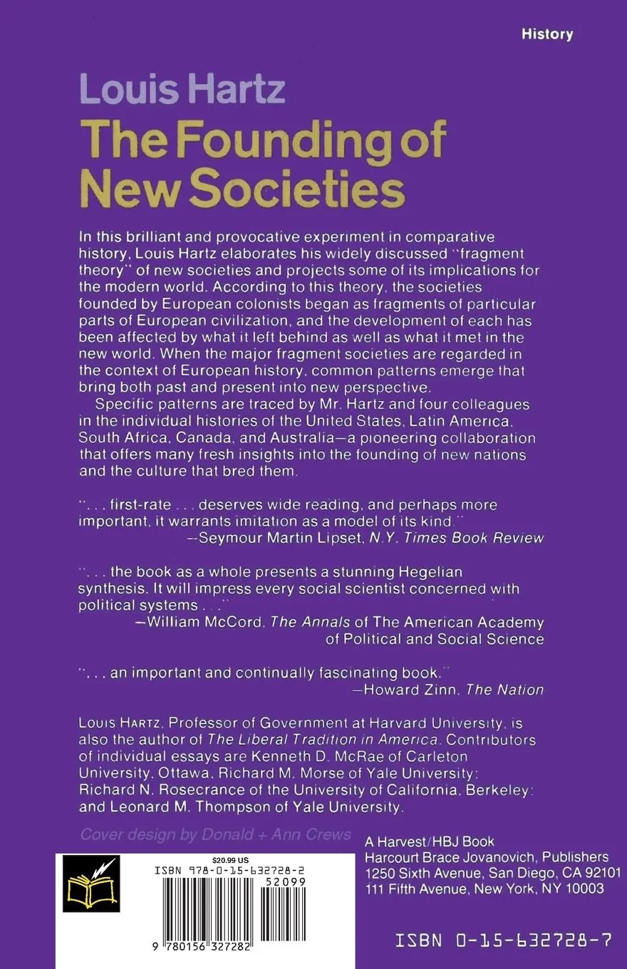 Rückseite: 9780156327282 | The Founding of New Societies | Louis Hartz | Taschenbuch | Paperback