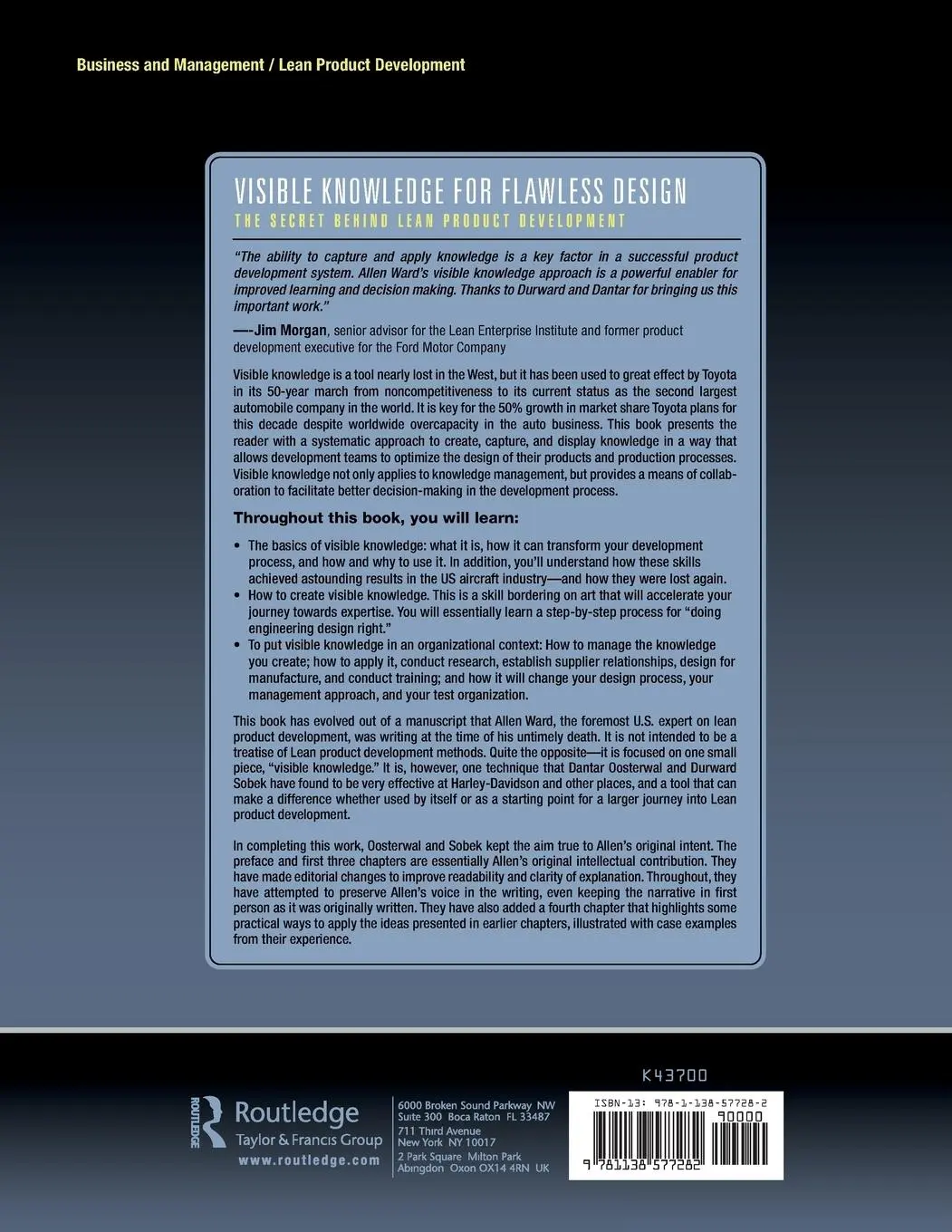 Rückseite: 9781138577282 | Visible Knowledge for Flawless Design | Allen C. Ward (u. a.) | Buch
