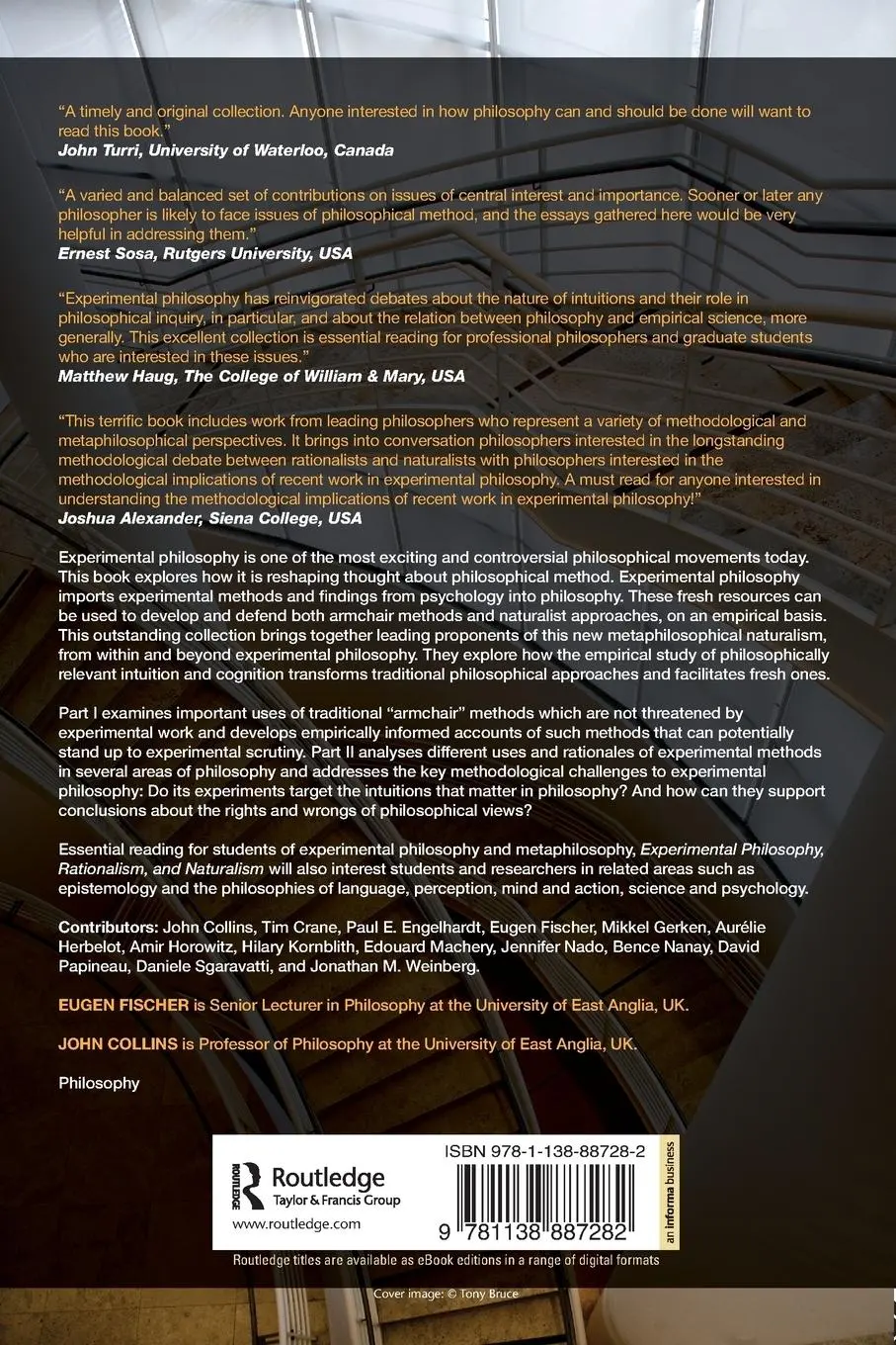 Rückseite: 9781138887282 | Experimental Philosophy, Rationalism, and Naturalism | Fischer (u. a.)